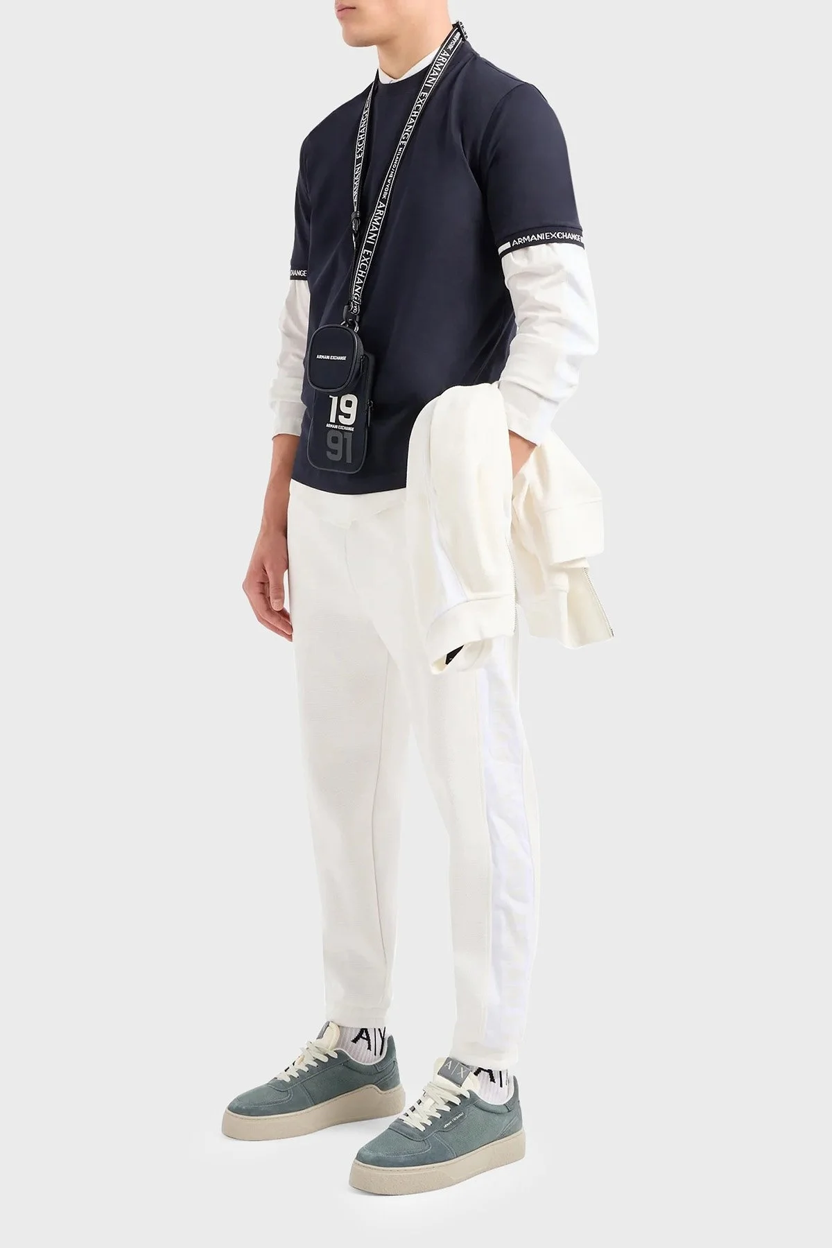 Armani Exchange Pamuklu Regular Fit Bisiklet Yaka Erkek T Shirt 3DZTLR ZJLFZ 1583 LACİVERT - 3