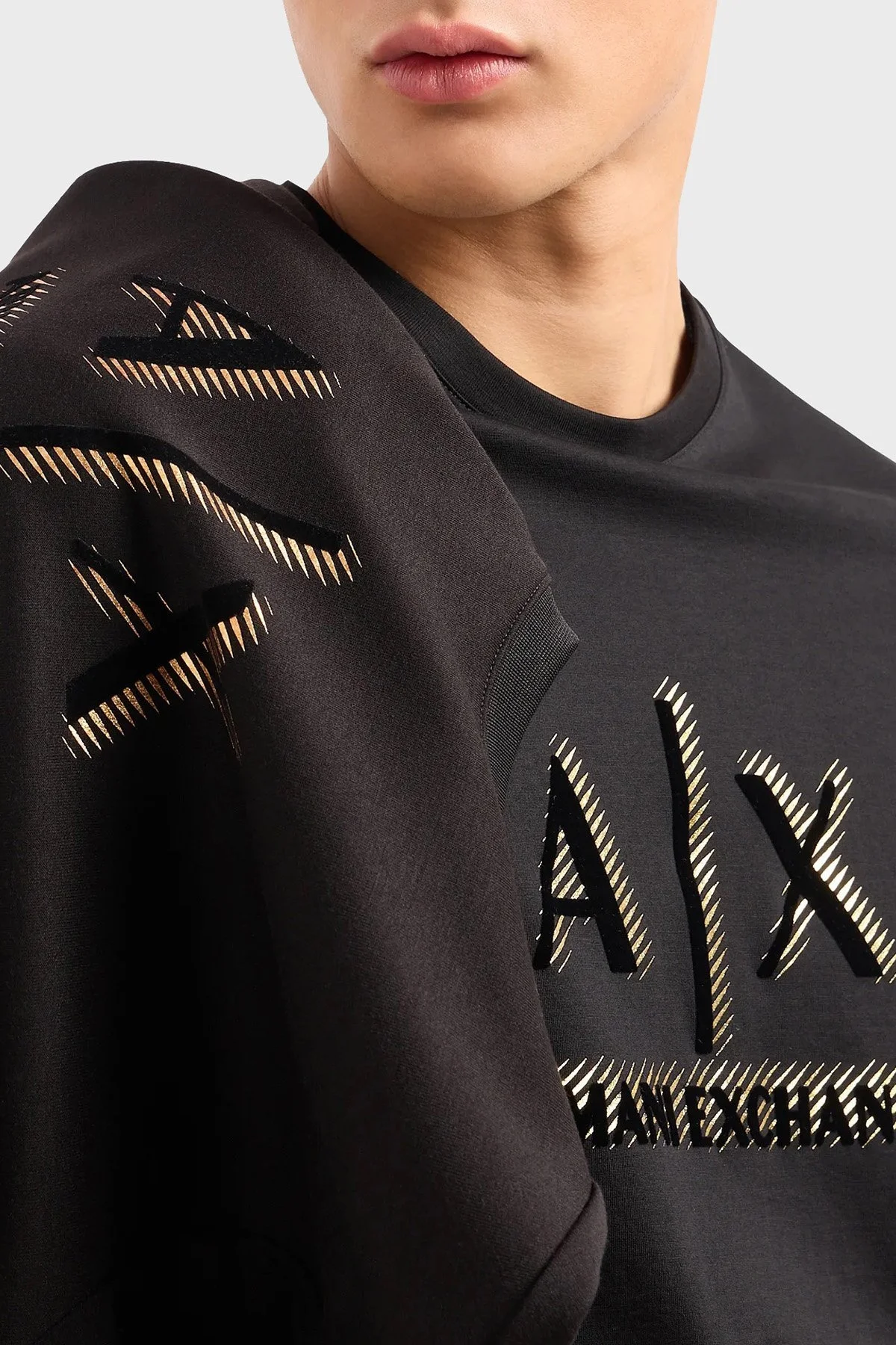 Armani Exchange Pamuklu Regular Fit Bisiklet Yaka Erkek T Shirt 3DZTSA ZJ9AZ 1200 SİYAH - 3