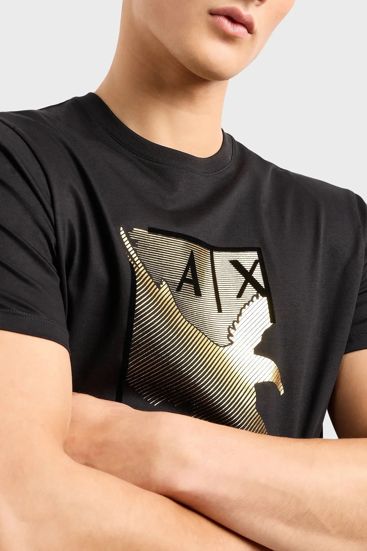 Armani Exchange Pamuklu Regular Fit Bisiklet Yaka Erkek T Shirt 3DZTSB ZJ9AZ 1200 SİYAH - 4