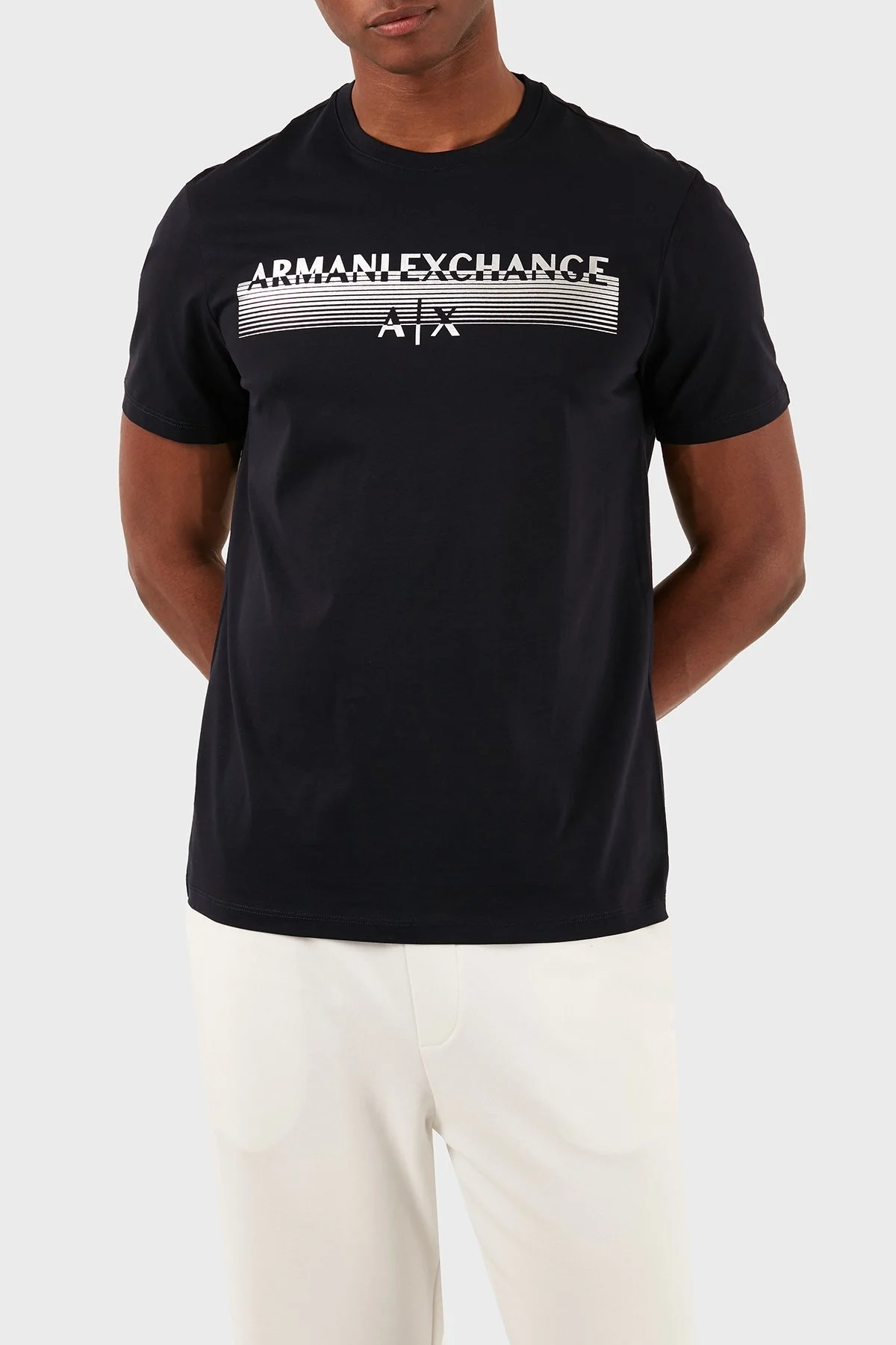 Armani Exchange Pamuklu Regular Fit Bisiklet Yaka Erkek T Shirt 3DZTSD ZJ9AZ 1583 LACİVERT - 5
