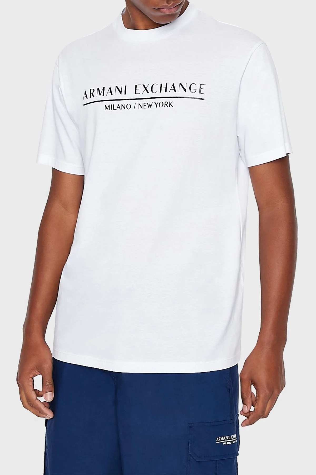 Armani Exchange Pamuklu Regular Fit Bisiklet Yaka Erkek T Shirt 3LZTLB ZJ9AZ 1100 BEYAZ - 1