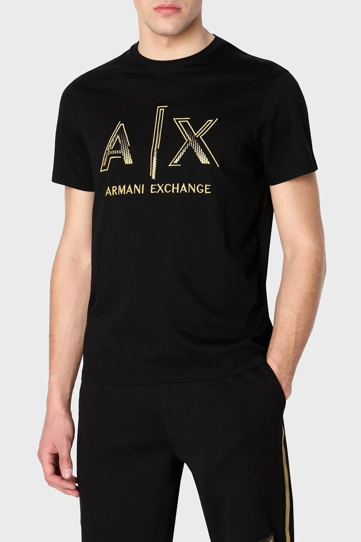 Armani Exchange Pamuklu Regular Fit Bisiklet Yaka Erkek T Shirt 3RZTRC ZJ9AZ 1200 SİYAH - 1