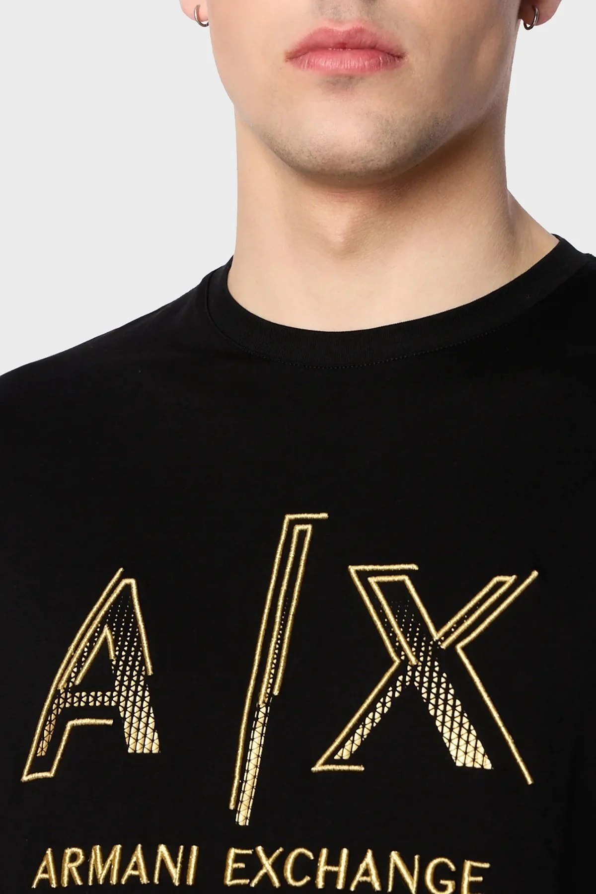 Armani Exchange Pamuklu Regular Fit Bisiklet Yaka Erkek T Shirt 3RZTRC ZJ9AZ 1200 SİYAH - 4