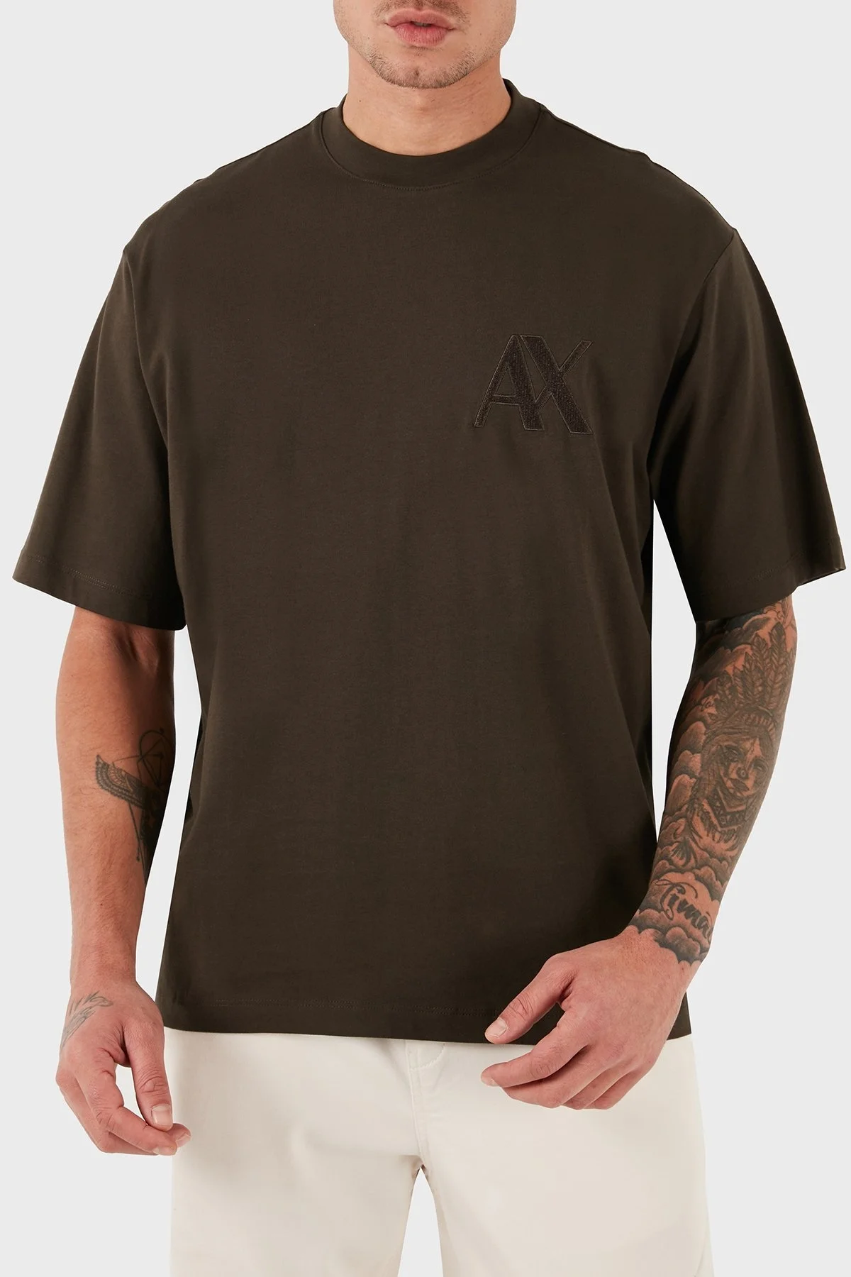 Armani Exchange Pamuklu Regular Fit Bisiklet Yaka Erkek T Shirt 6DZMJF ZJLFZ 1782 HAKİ - 1