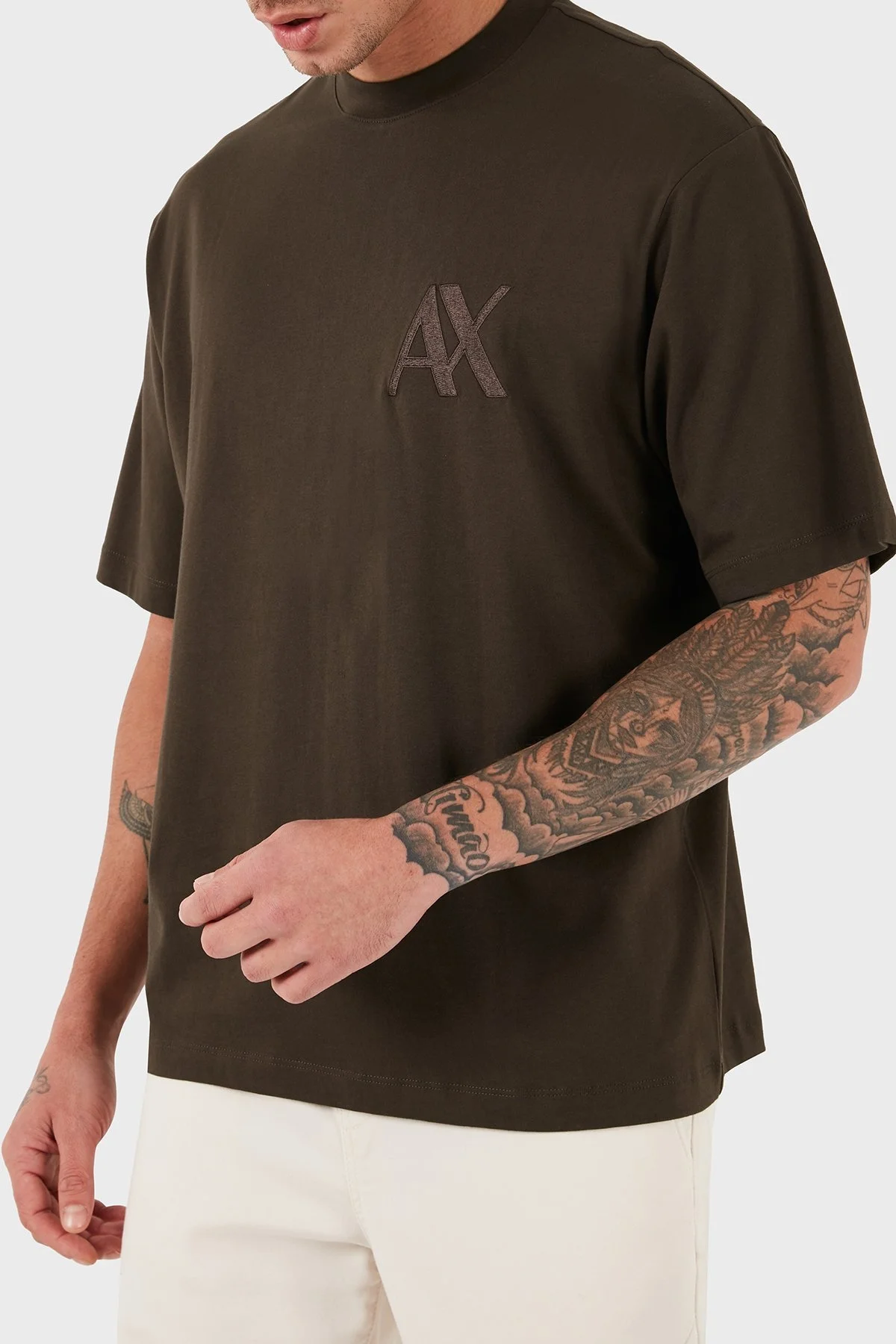Armani Exchange Pamuklu Regular Fit Bisiklet Yaka Erkek T Shirt 6DZMJF ZJLFZ 1782 HAKİ - 4