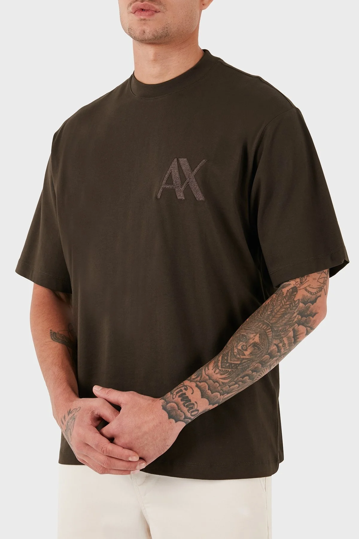 Armani Exchange Pamuklu Regular Fit Bisiklet Yaka Erkek T Shirt 6DZMJF ZJLFZ 1782 HAKİ - 5