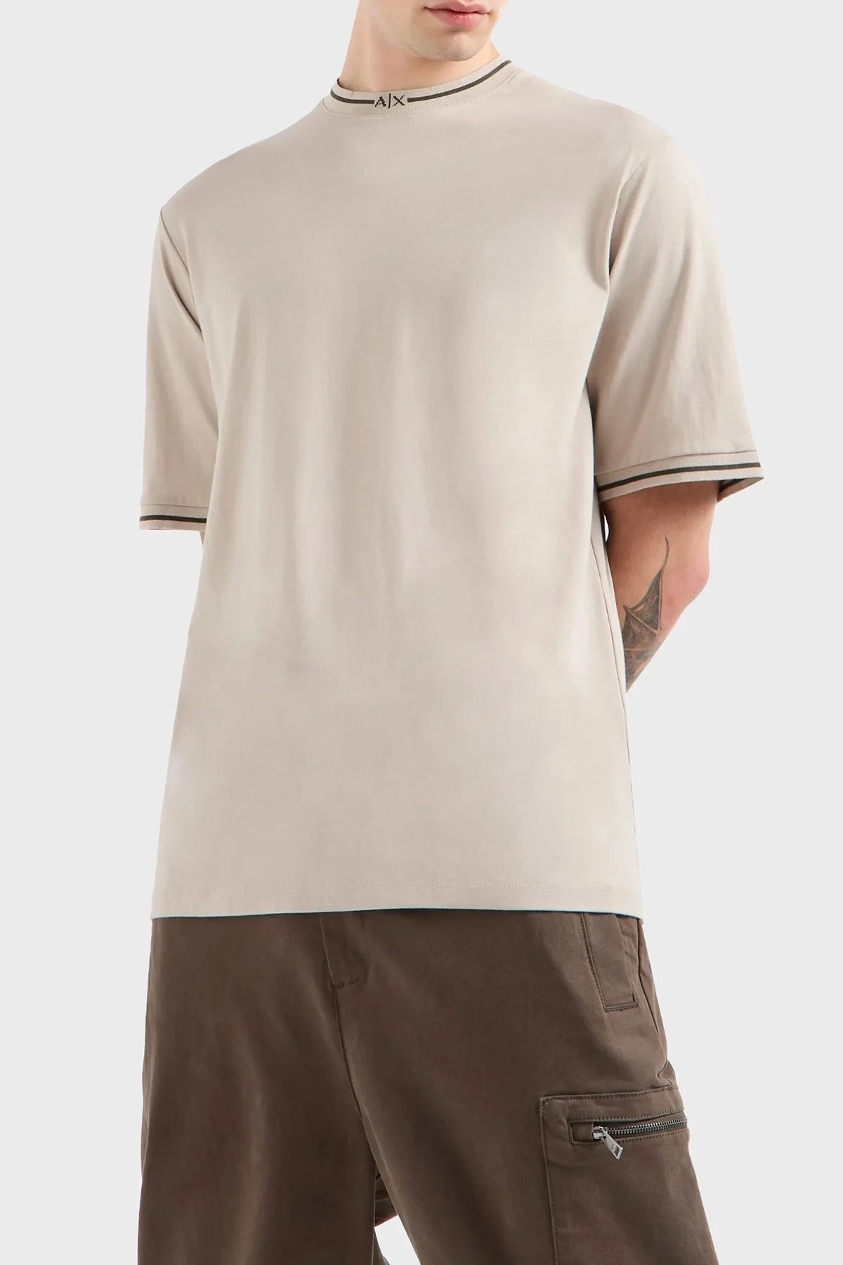 Armani Exchange Pamuklu Regular Fit Bisiklet Yaka Erkek T Shirt 6DZTHX ZJ9JZ 4793 GRİ - 1