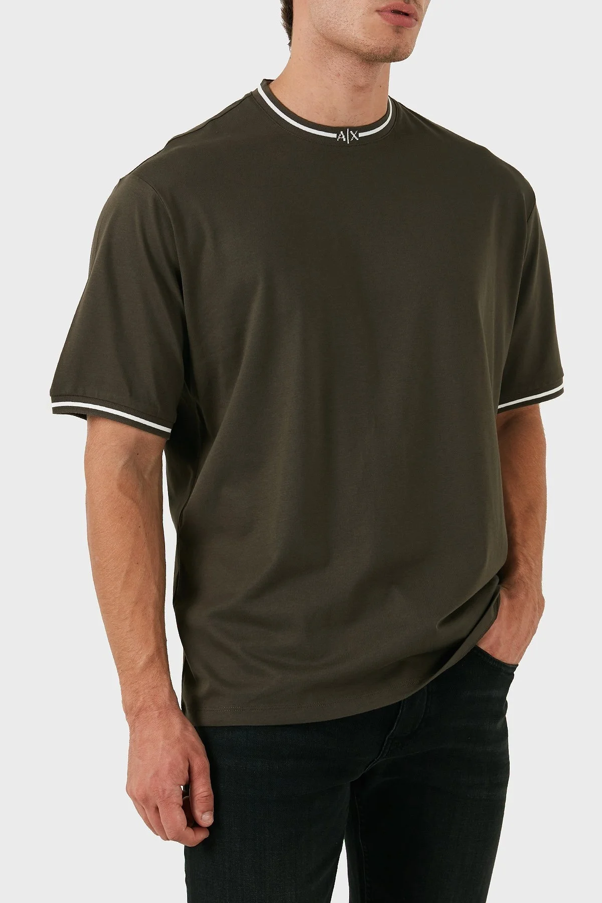 Armani Exchange Pamuklu Regular Fit Bisiklet Yaka Erkek T Shirt 6DZTHX ZJ9JZ 4896 HAKİ - 6