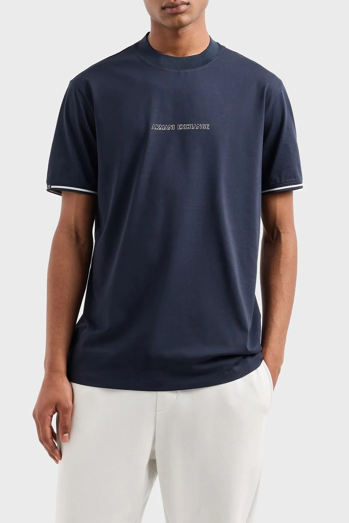 Armani Exchange Pamuklu Regular Fit Bisiklet Yaka Erkek T Shirt 6DZTJB ZJ9AZ 1510 LACİVERT - 1