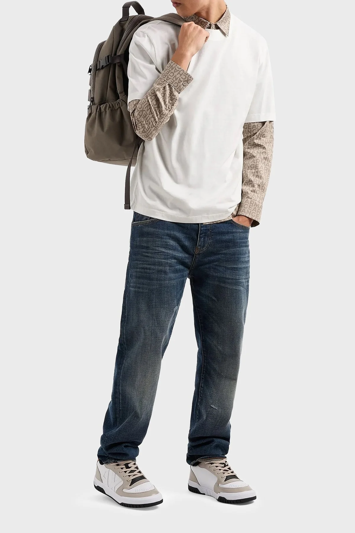 Armani Exchange Pamuklu Regular Fit Bisiklet Yaka Erkek T Shirt 6DZTJR ZJ9AZ 1116 BEYAZ - 6