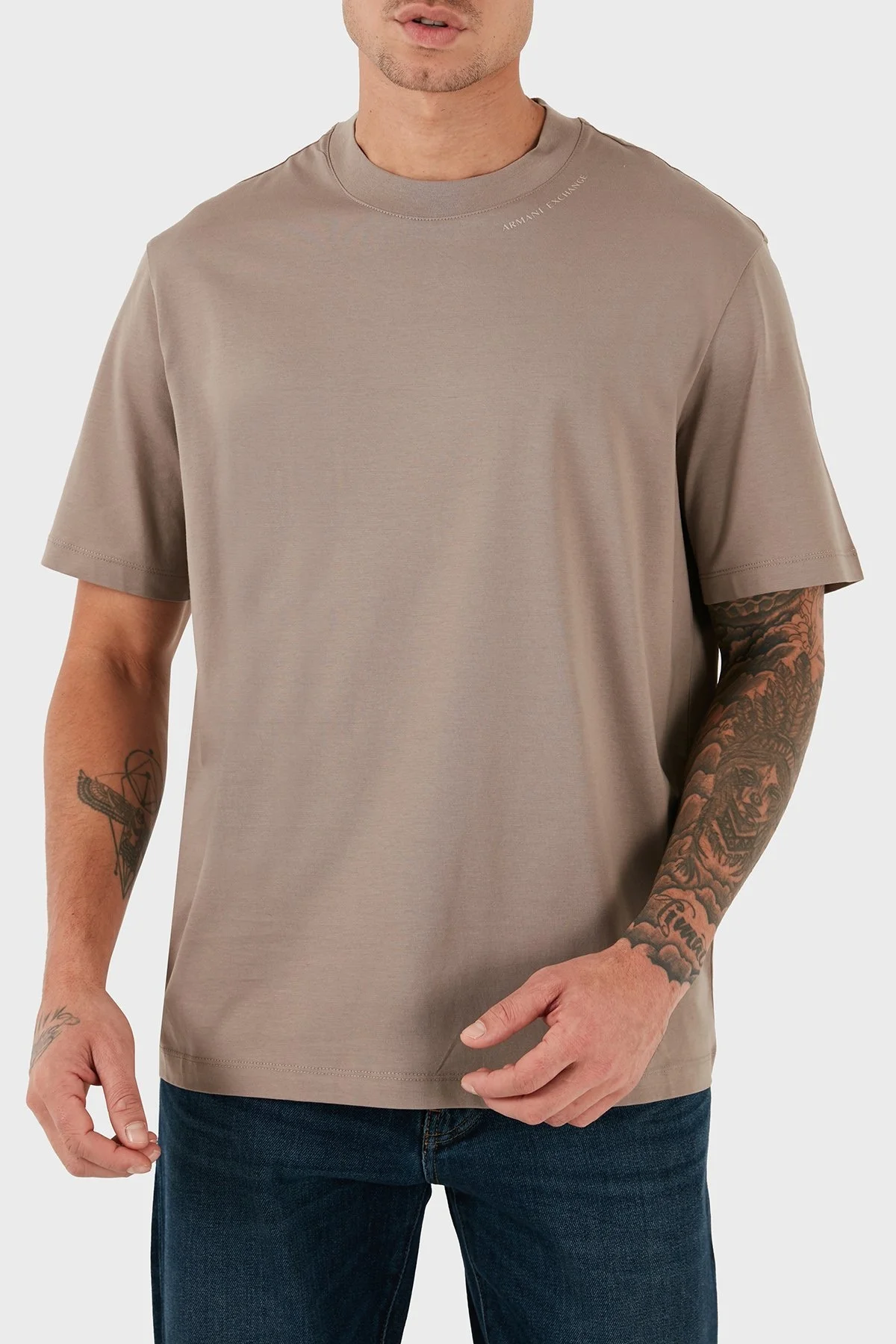 Armani Exchange Pamuklu Regular Fit Bisiklet Yaka Erkek T Shirt 6DZTJR ZJ9AZ 17AC VİZON - 6