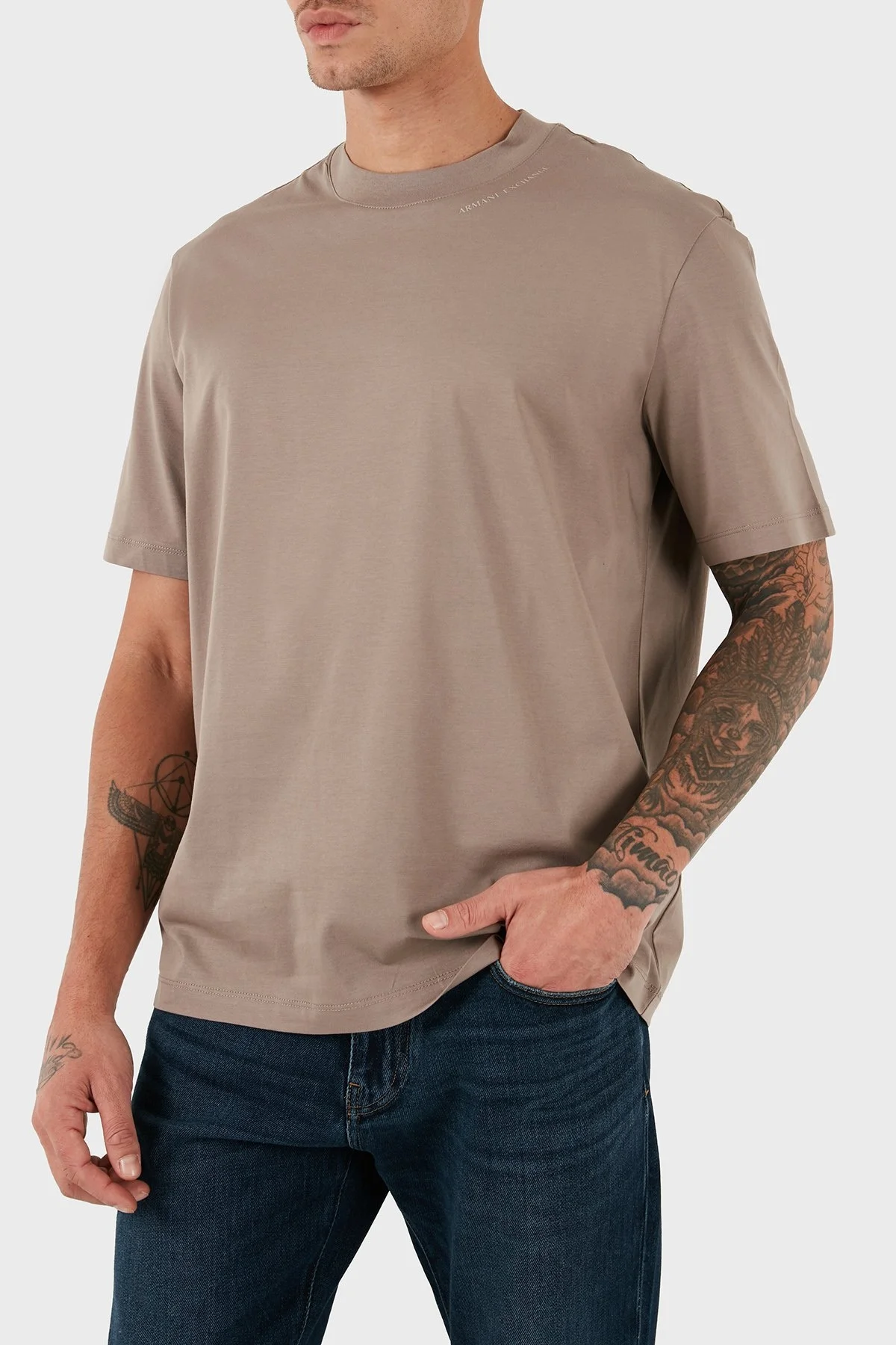 Armani Exchange Pamuklu Regular Fit Bisiklet Yaka Erkek T Shirt 6DZTJR ZJ9AZ 17AC VİZON - 10