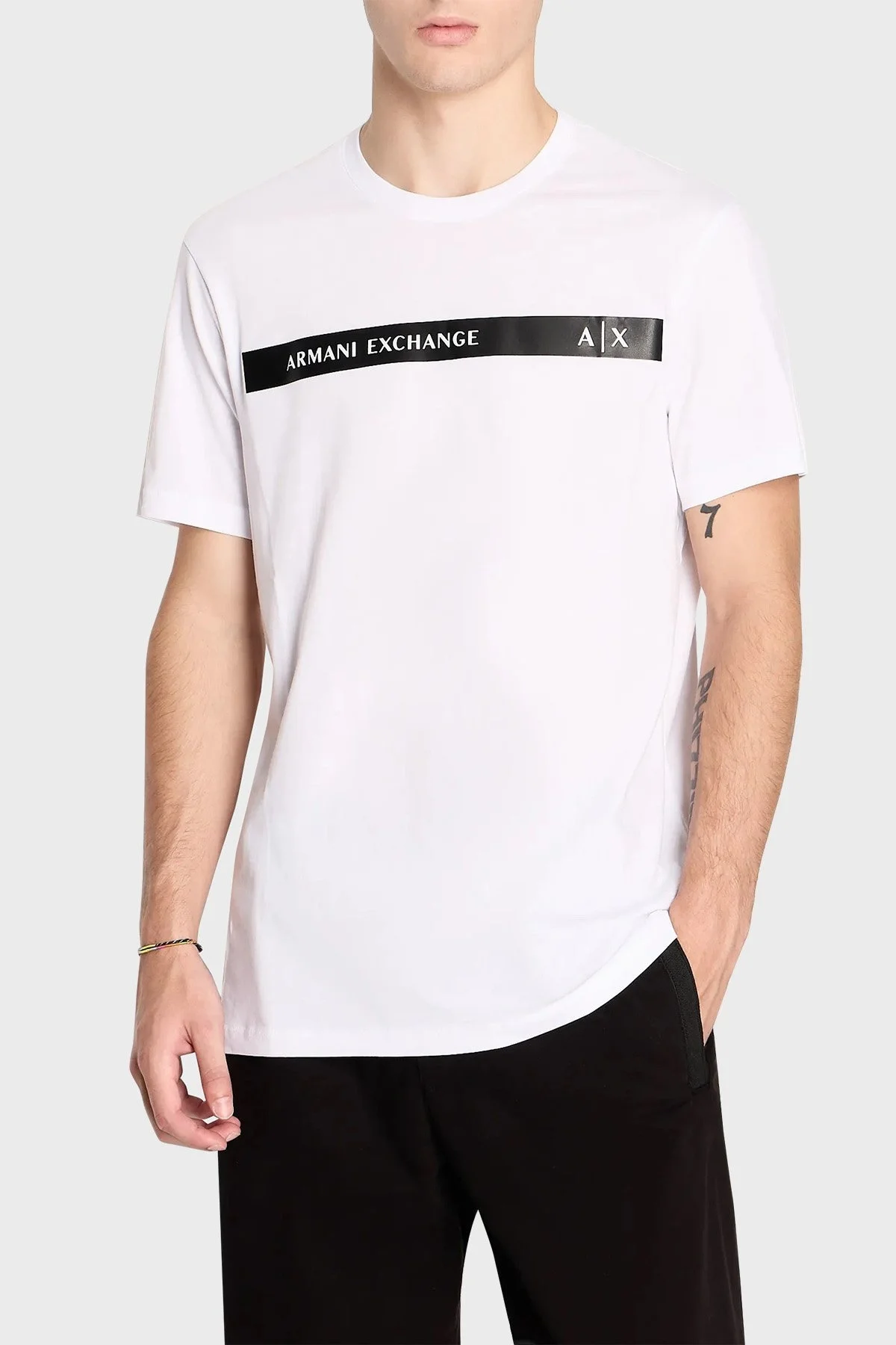 Armani Exchange Pamuklu Regular Fit Bisiklet Yaka Erkek T Shirt 6RZTAP ZJ9TZ 1100 BEYAZ - 1