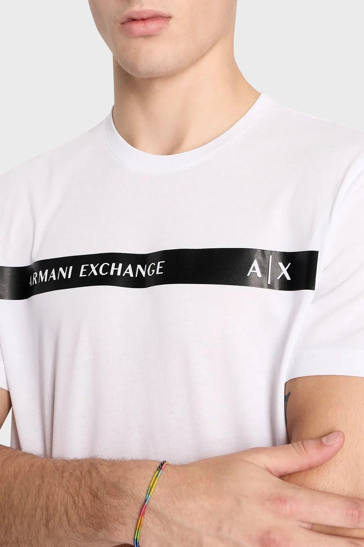 Armani Exchange Pamuklu Regular Fit Bisiklet Yaka Erkek T Shirt 6RZTAP ZJ9TZ 1100 BEYAZ - 3