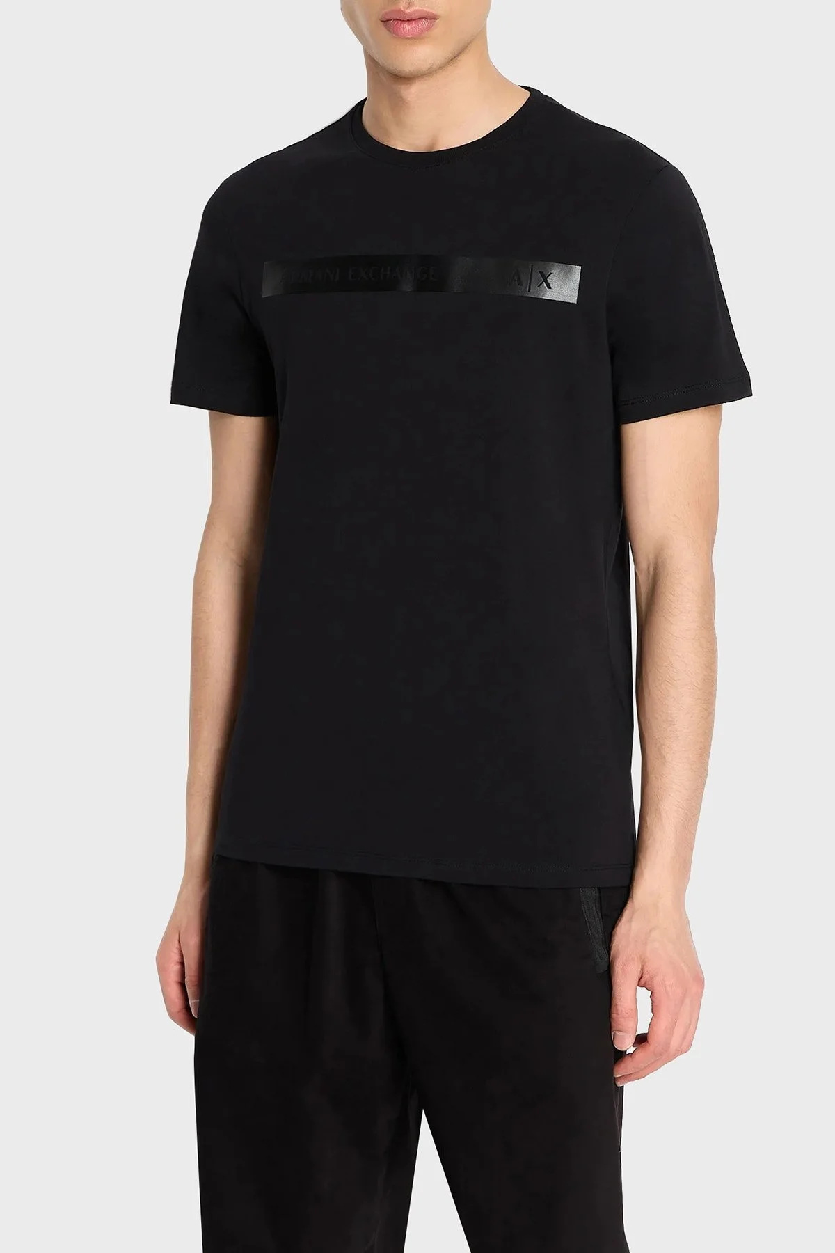 Armani Exchange Pamuklu Regular Fit Bisiklet Yaka Erkek T Shirt 6RZTAP ZJ9TZ 1200 SİYAH - 1