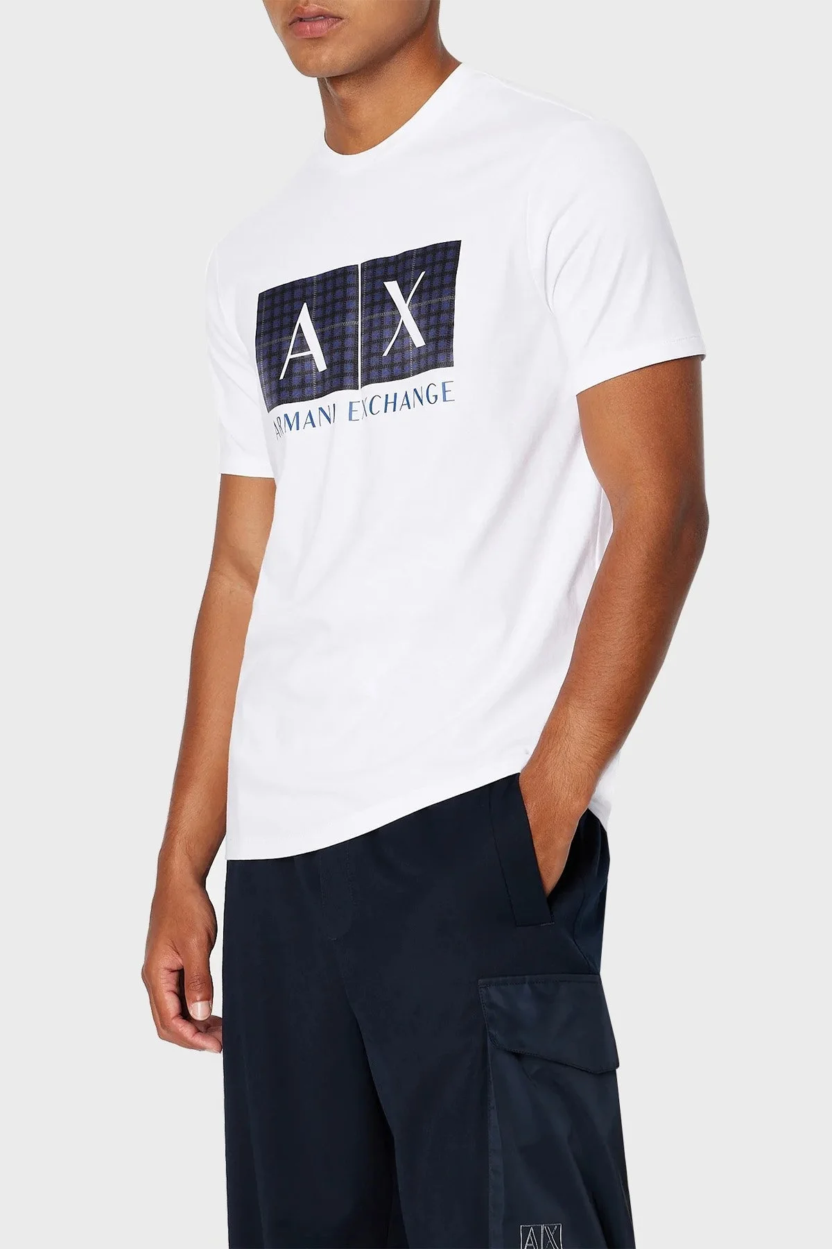 Armani Exchange Pamuklu Regular Fit Bisiklet Yaka Erkek T Shirt 6RZTHA ZJBYZ 1100 BEYAZ - 1