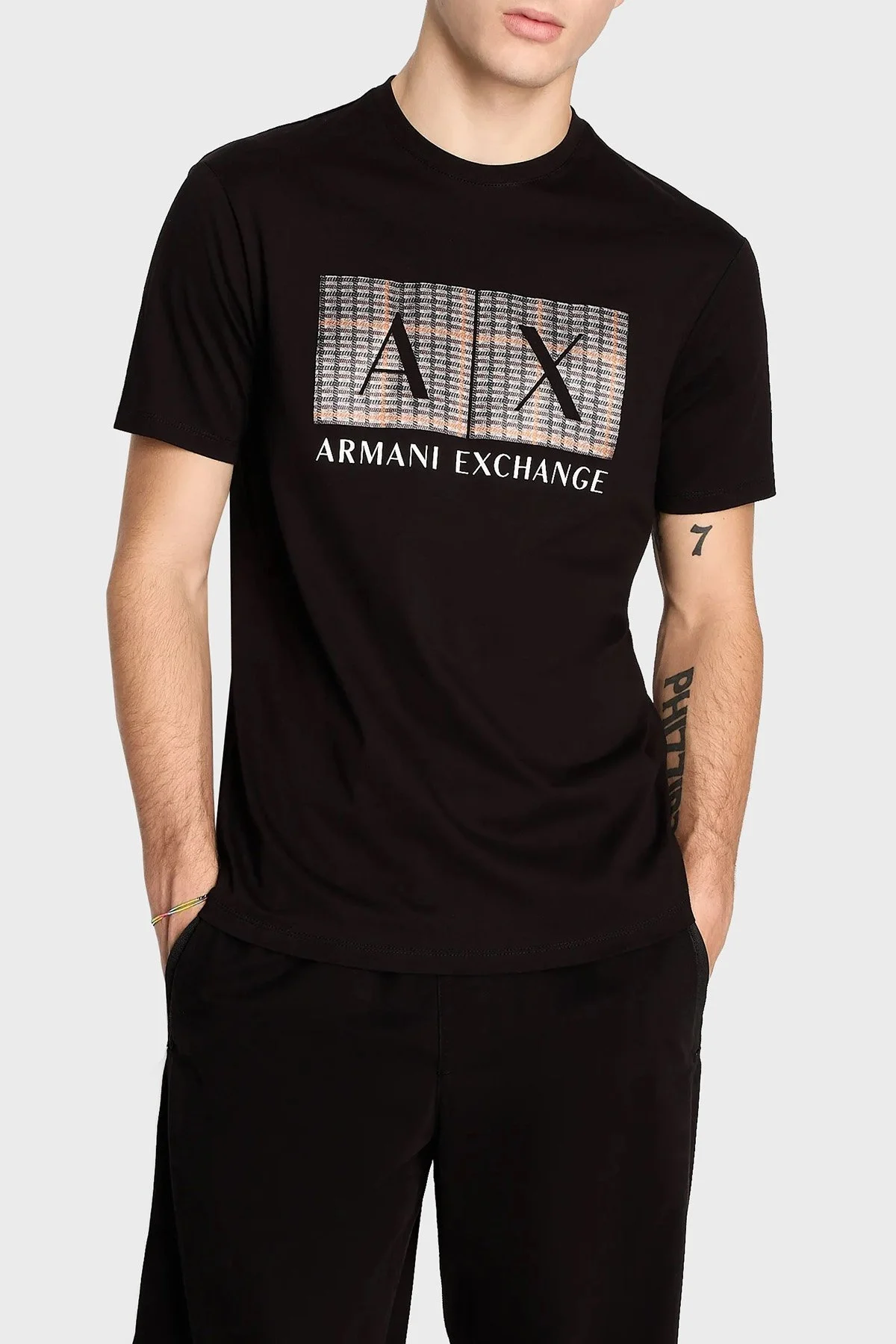 Armani Exchange Pamuklu Regular Fit Bisiklet Yaka Erkek T Shirt 6RZTHA ZJBYZ 1200 SİYAH - 1