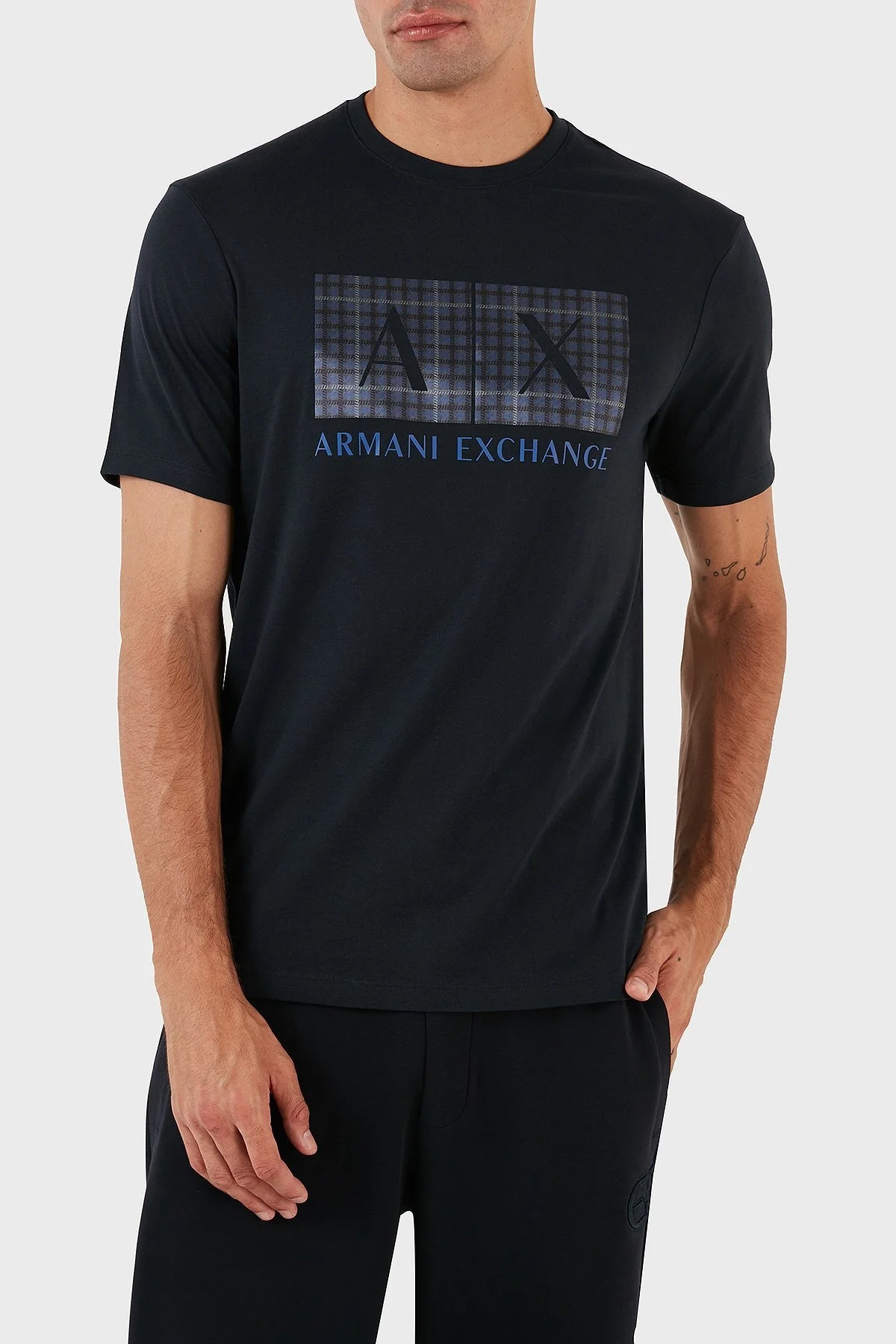 Armani Exchange Pamuklu Regular Fit Bisiklet Yaka Erkek T Shirt 6RZTHA ZJBYZ 1510 LACİVERT - 3