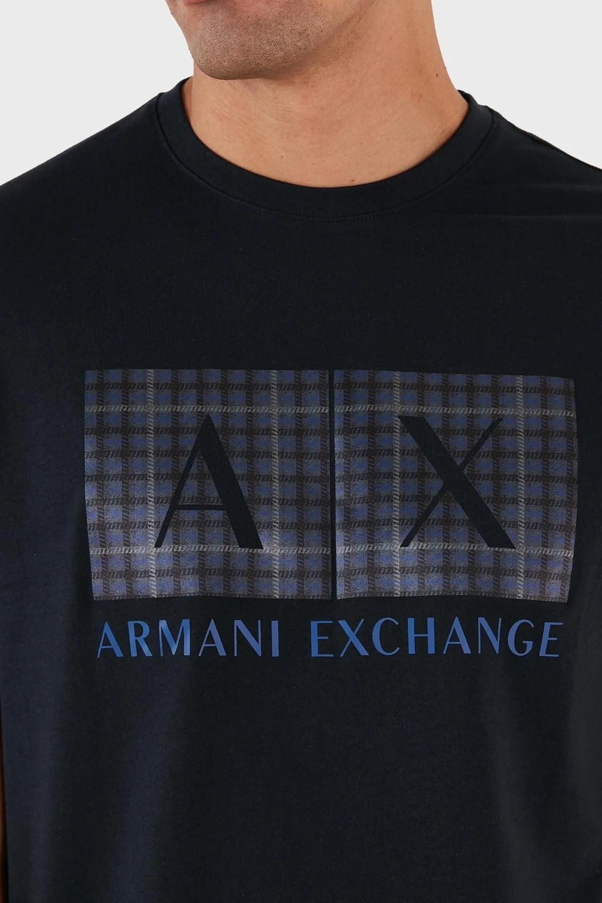 Armani Exchange Pamuklu Regular Fit Bisiklet Yaka Erkek T Shirt 6RZTHA ZJBYZ 1510 LACİVERT - 4
