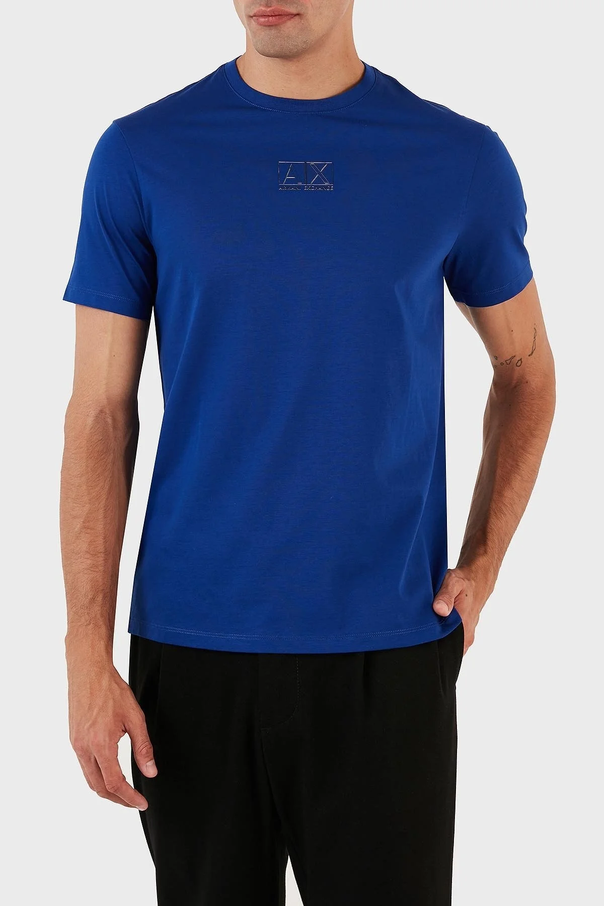 Armani Exchange Pamuklu Regular Fit Bisiklet Yaka Erkek T Shirt 6RZTHF ZJ9AZ 15AE MAVİ - 3