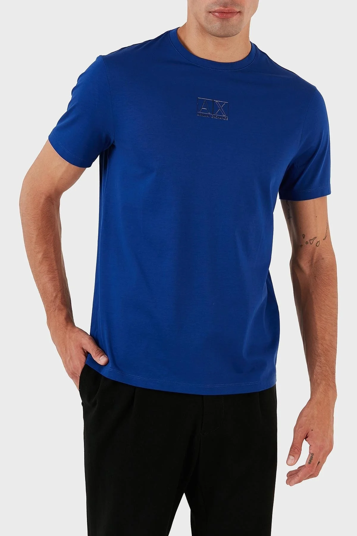 Armani Exchange Pamuklu Regular Fit Bisiklet Yaka Erkek T Shirt 6RZTHF ZJ9AZ 15AE MAVİ - 5