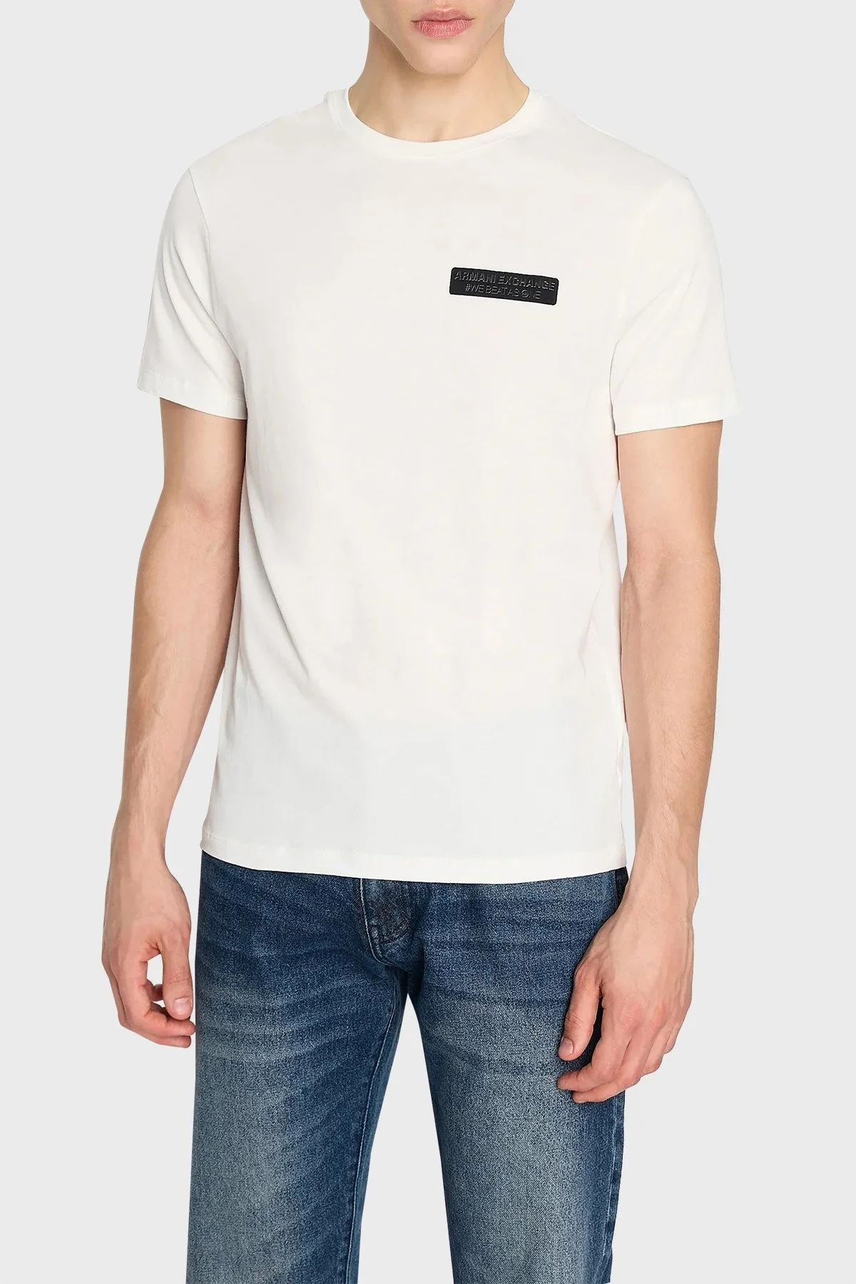 Armani Exchange Pamuklu Regular Fit Bisiklet Yaka Erkek T Shirt 6RZTHJ ZJ8EZ 1116 BEYAZ - 1