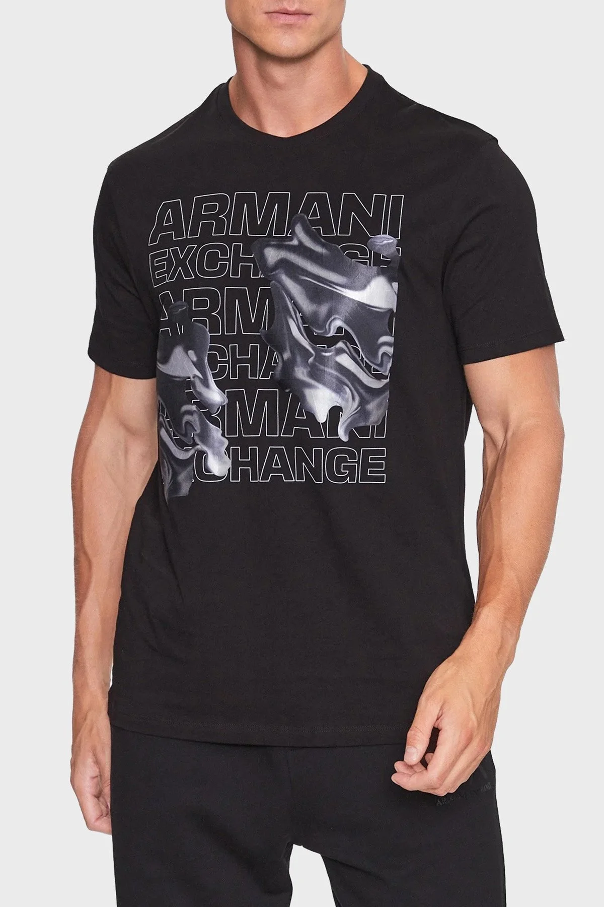 Armani Exchange Pamuklu Regular Fit Bisiklet Yaka Erkek T Shirt 6RZTHL ZJ8EZ 1200 SİYAH - 1