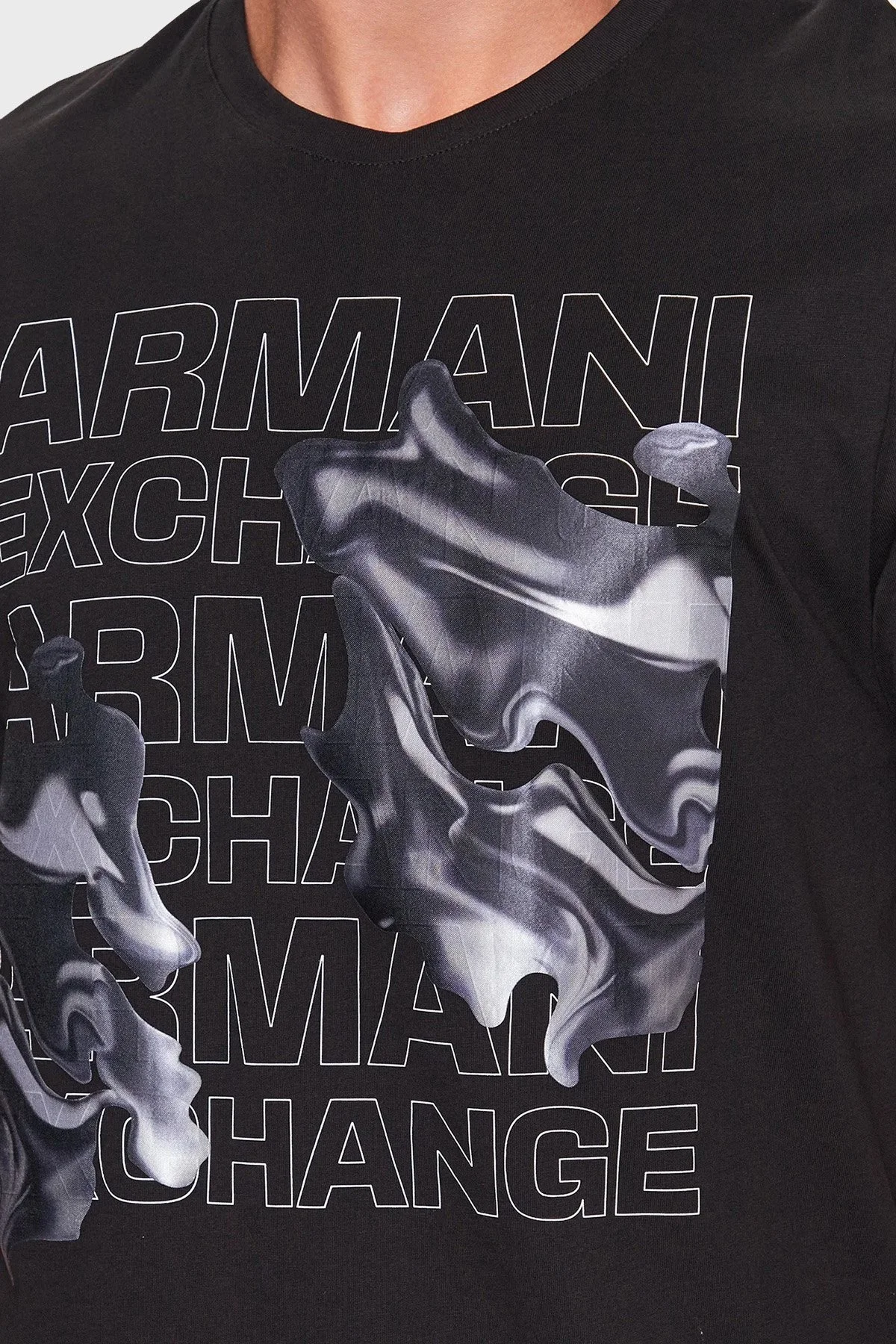 Armani Exchange Pamuklu Regular Fit Bisiklet Yaka Erkek T Shirt 6RZTHL ZJ8EZ 1200 SİYAH - 3