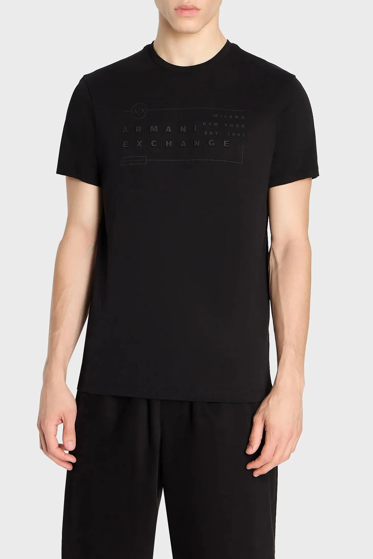 Armani Exchange Pamuklu Regular Fit Bisiklet Yaka Erkek T Shirt 6RZTHM ZJ8EZ 1200 SİYAH - 1