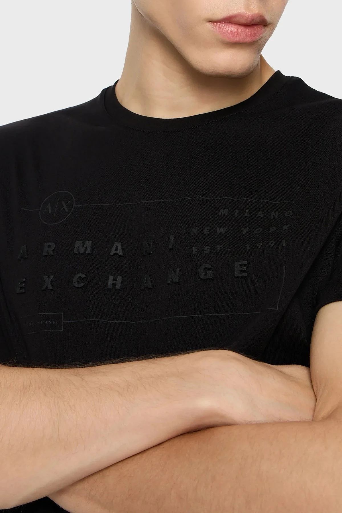 Armani Exchange Pamuklu Regular Fit Bisiklet Yaka Erkek T Shirt 6RZTHM ZJ8EZ 1200 SİYAH - 3