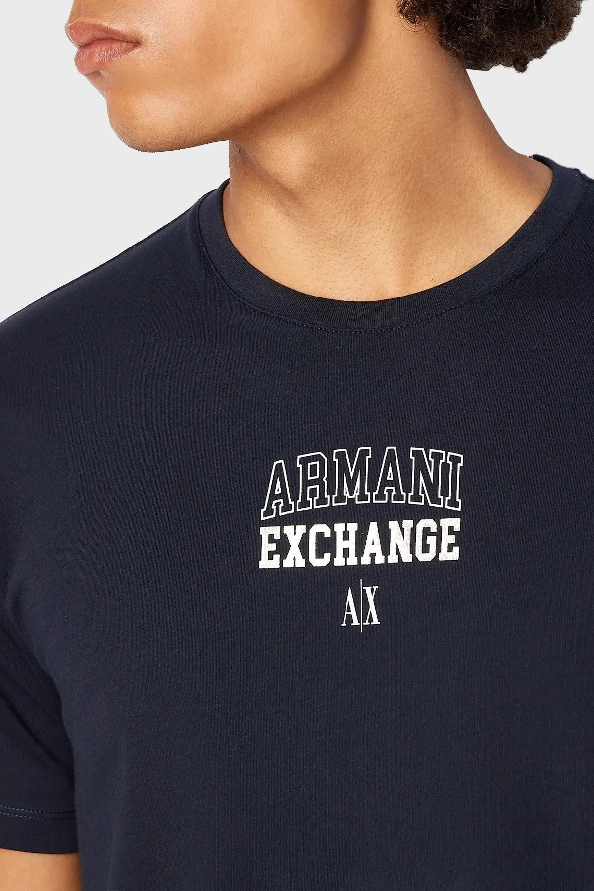 Armani Exchange Pamuklu Regular Fit Bisiklet Yaka Erkek T Shirt 6RZTJG ZJ8EZ 1510 LACİVERT - 3
