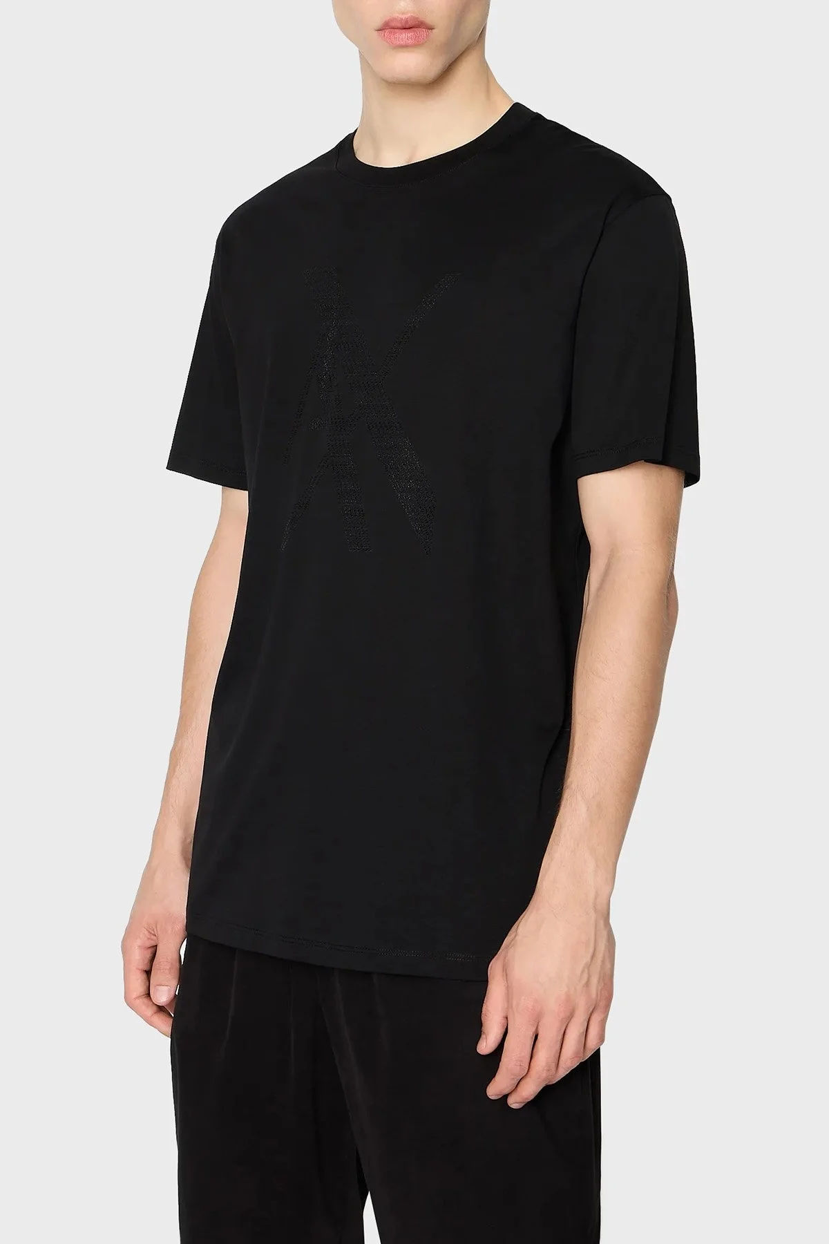 Armani Exchange Pamuklu Regular Fit Bisiklet Yaka Erkek T Shirt 6RZTLK ZJ9AZ 1200 SİYAH - 1