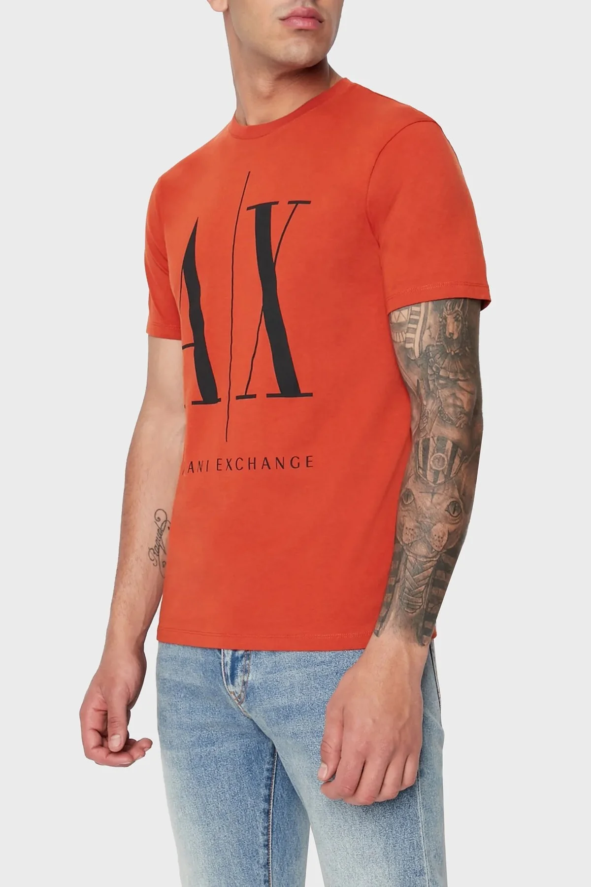 Armani Exchange Pamuklu Regular Fit Bisiklet Yaka Erkek T Shirt 8NZTPA ZJH4Z 6472 KİREMİT - 1
