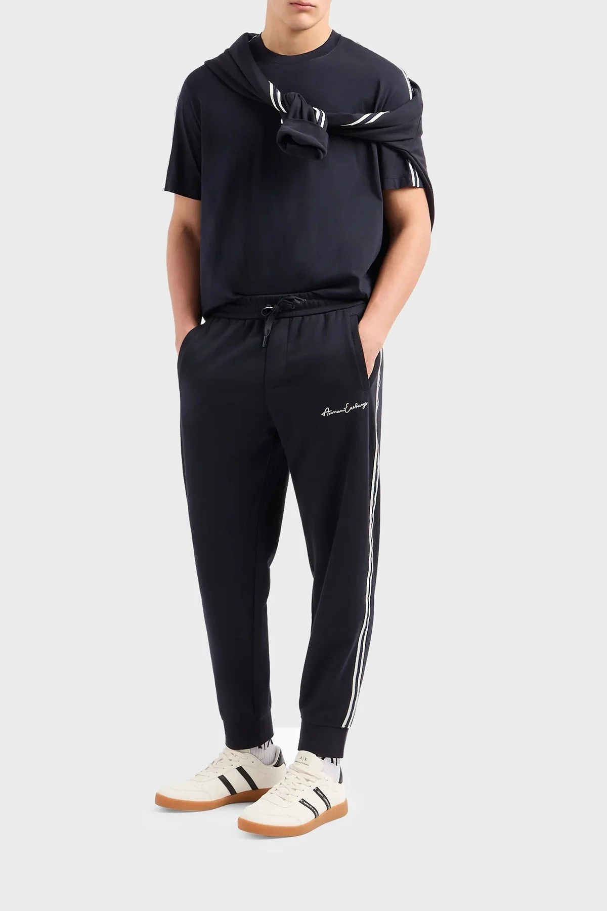Armani Exchange Pamuklu Regular Fit Bisiklet Yaka Erkek T Shirt 8NZTSG ZJ9AZ 1510 LACİVERT - 3