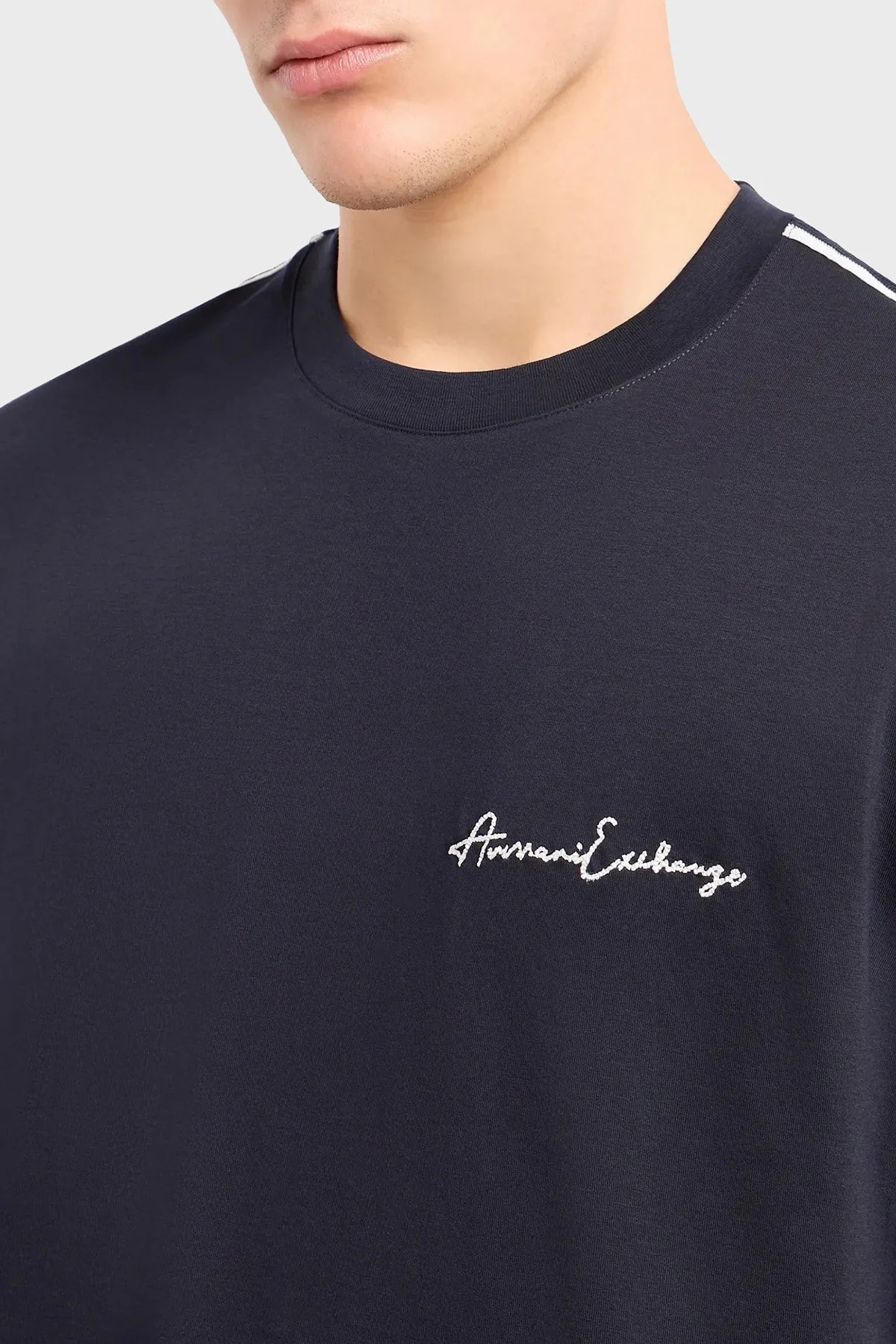 Armani Exchange Pamuklu Regular Fit Bisiklet Yaka Erkek T Shirt 8NZTSG ZJ9AZ 1510 LACİVERT - 4