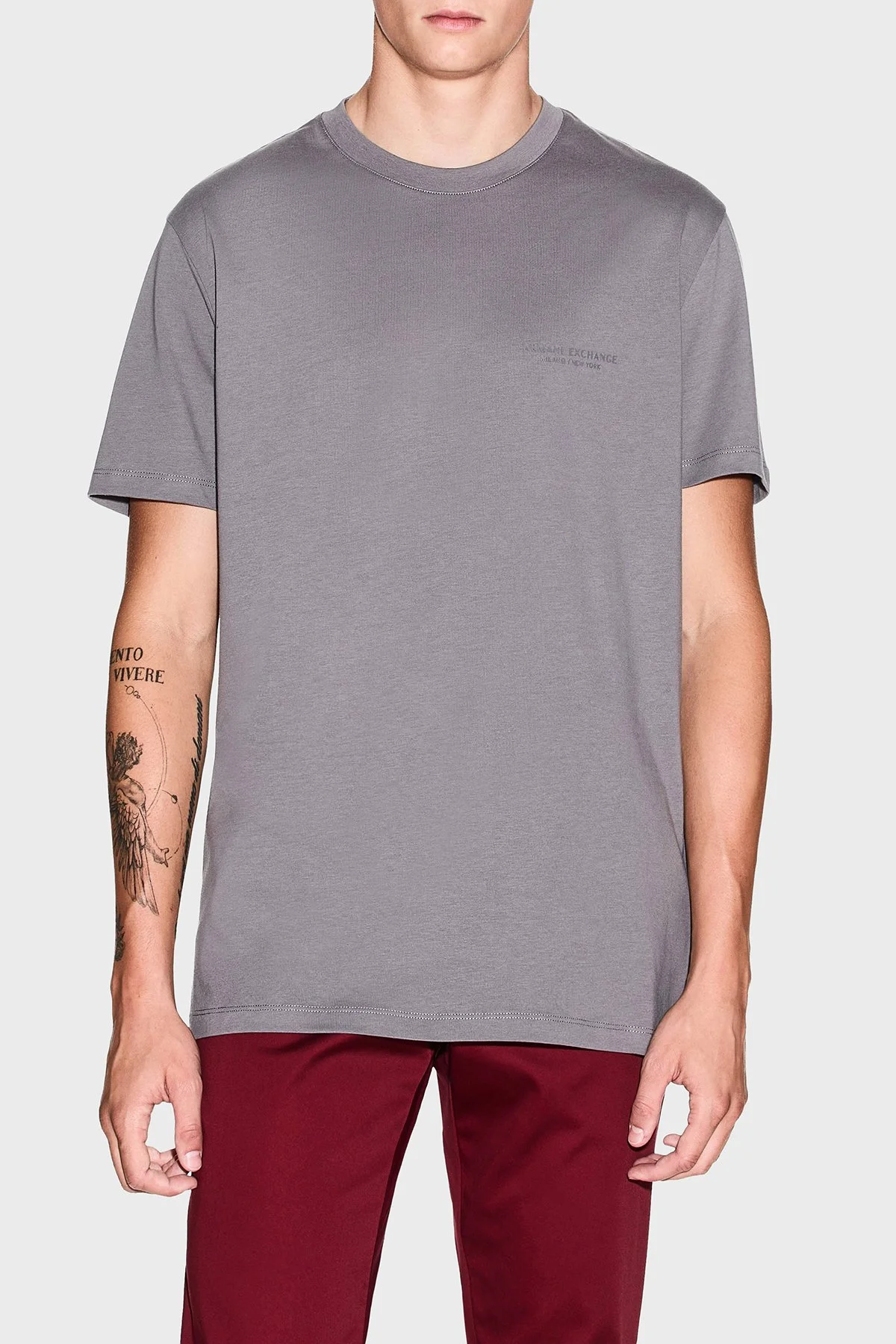 Armani Exchange Pamuklu Regular Fit Bisiklet Yaka Erkek T Shirt XM001281 AF10361 U8092 KOYU GRİ - 6