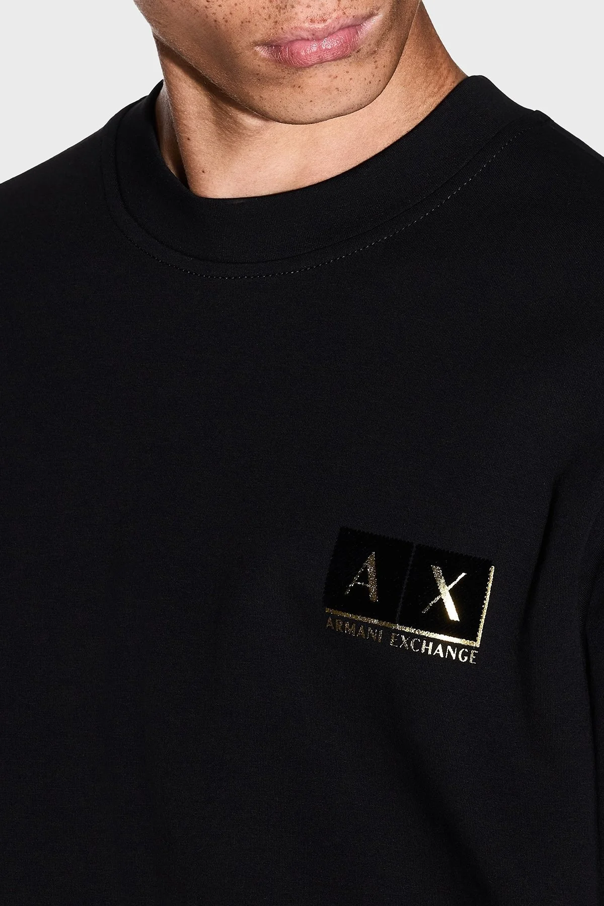 Armani Exchange Pamuklu Regular Fit Bisiklet Yaka Logolu Erkek Sweat XM001892 AF10818 MC004 SİYAH-GOLD - 4