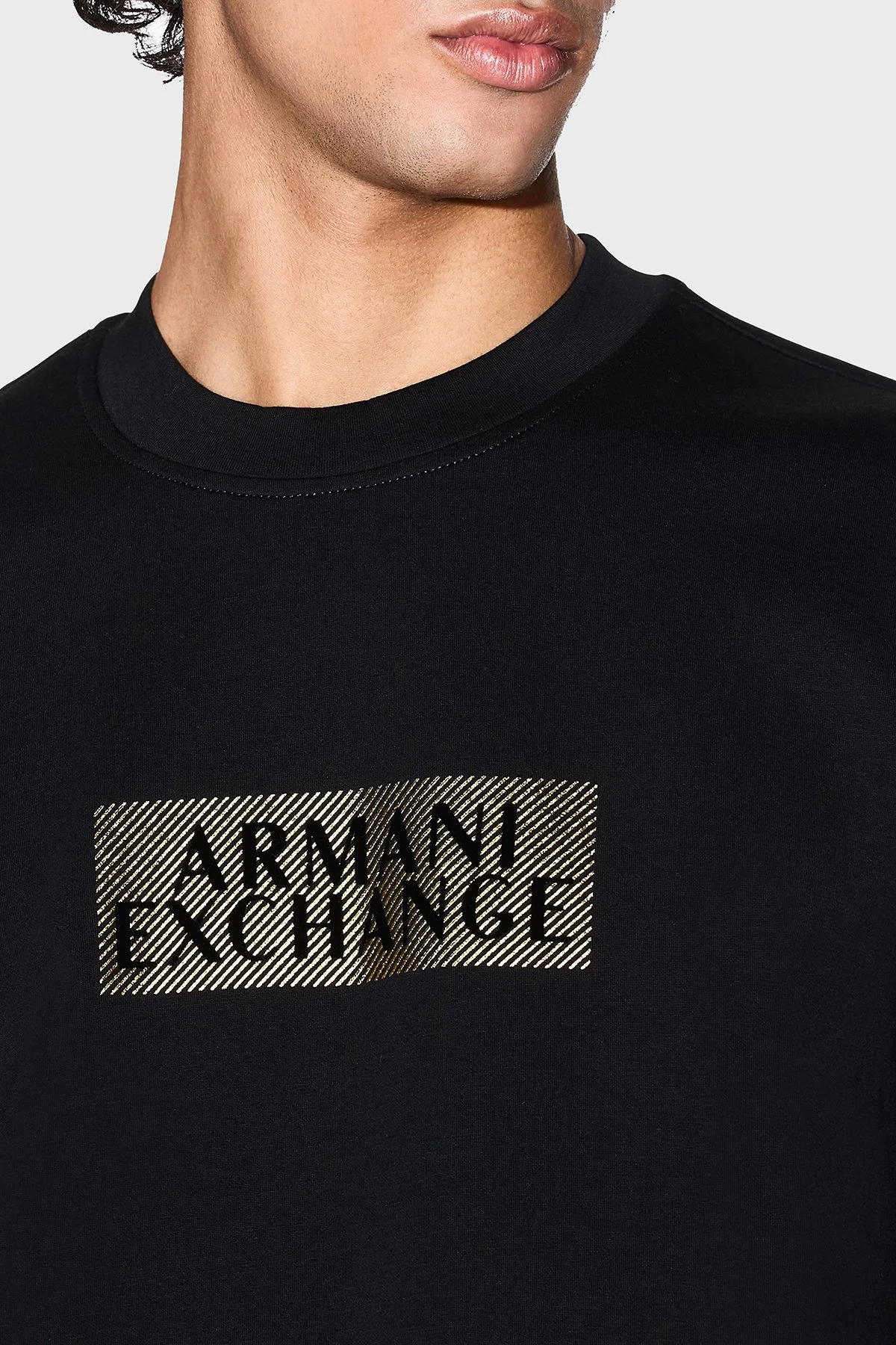 Armani Exchange Pamuklu Regular Fit Bisiklet Yaka Logolu Erkek Sweat XM001892 AF10818 MC237 SİYAH-GOLD - 8