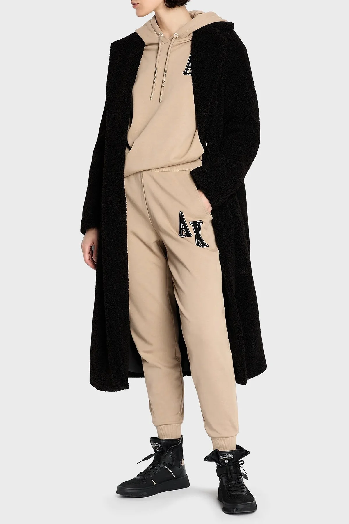 Armani Exchange Pamuklu Regular Fit Cepli Jogger Spor Bayan Pantolon 6RYP78 YJEBZ 0748 BEJ - 5