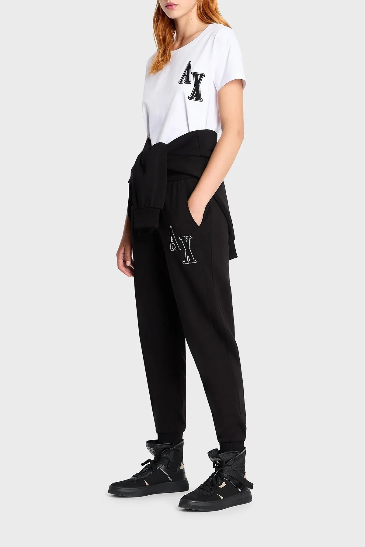 Armani Exchange Pamuklu Regular Fit Cepli Jogger Spor Bayan Pantolon 6RYP78 YJEBZ 1200 SİYAH - 1