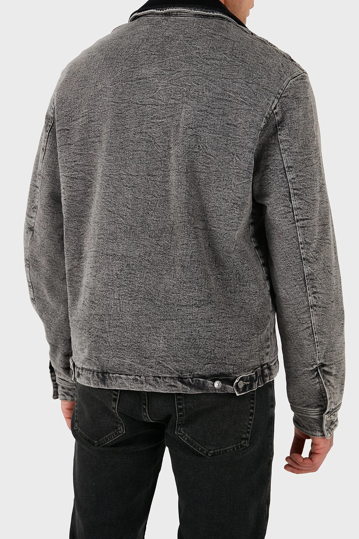 Armani Exchange Pamuklu Regular Fit Çıkarılabilir Kadife Yaka Erkek Kot Ceket XM001918 AF18827 M8088 GRİ - 3