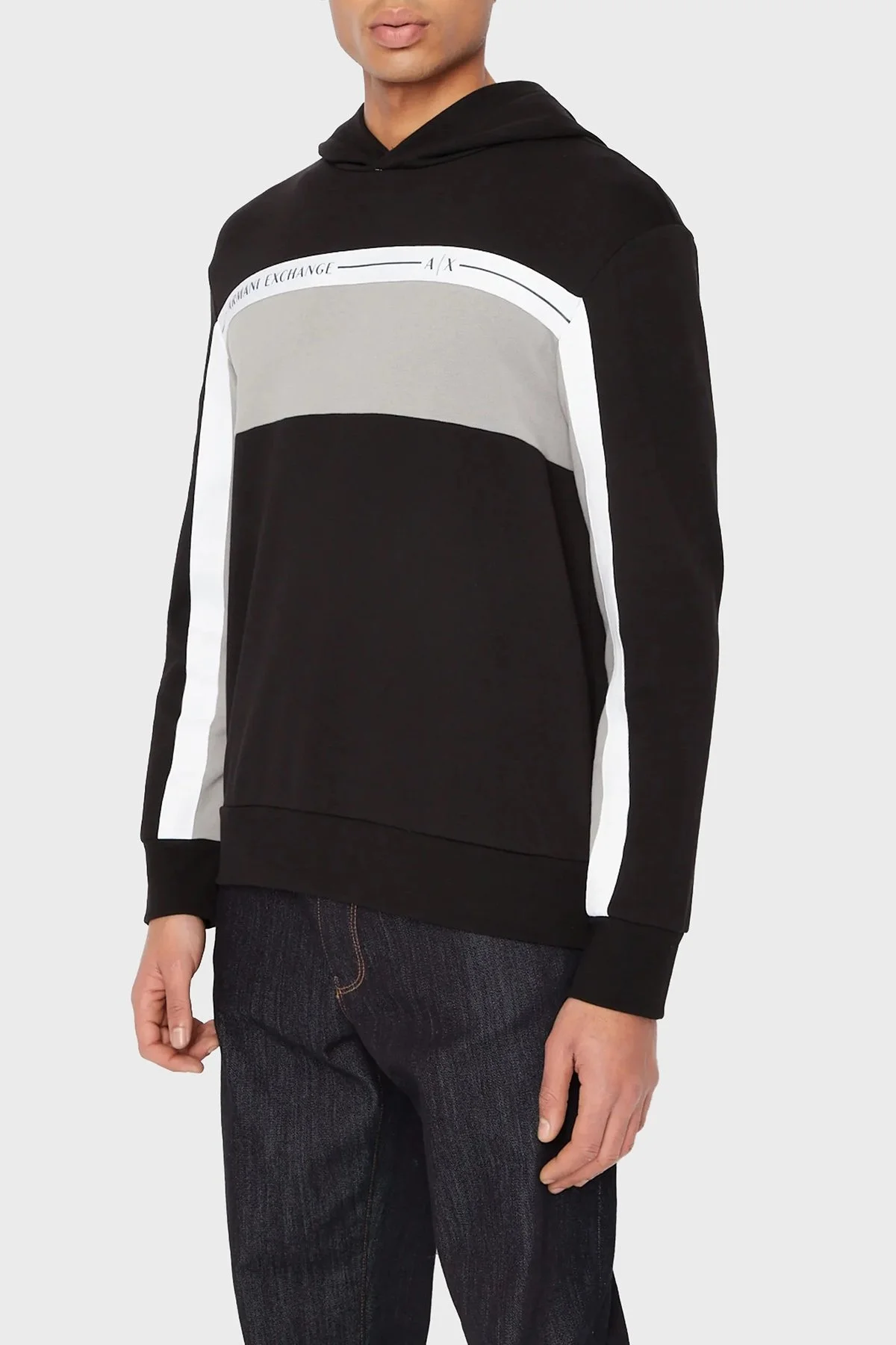 Armani Exchange Pamuklu Regular Fit Çizgili Tasarımlı Erkek Sweat 3RZMFB ZJDEZ 52AF SİYAH - 1