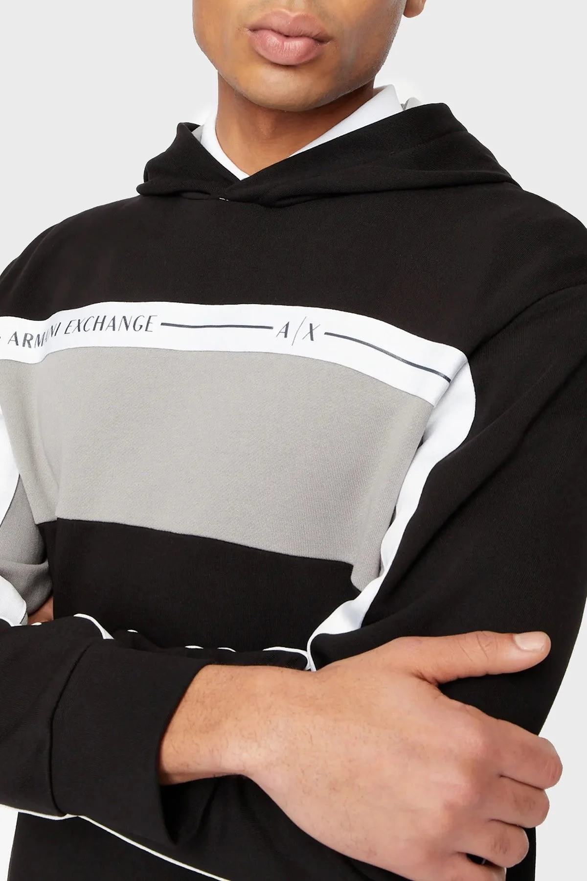 Armani Exchange Pamuklu Regular Fit Çizgili Tasarımlı Erkek Sweat 3RZMFB ZJDEZ 52AF SİYAH - 3
