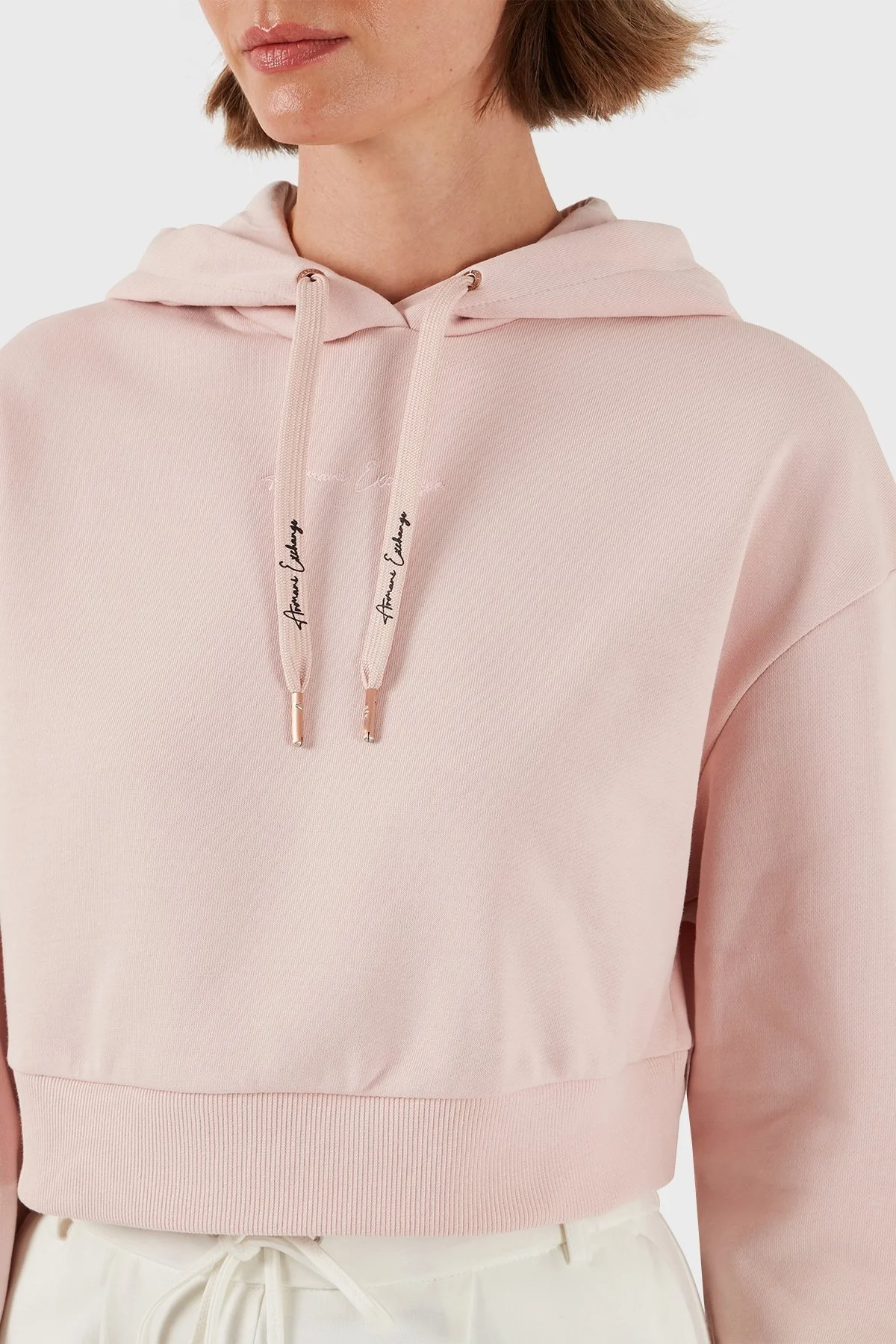 Armani Exchange Pamuklu Regular Fit Crop Bayan Sweat 6DYM71 YJEEZ 14BQ PUDRA - 7