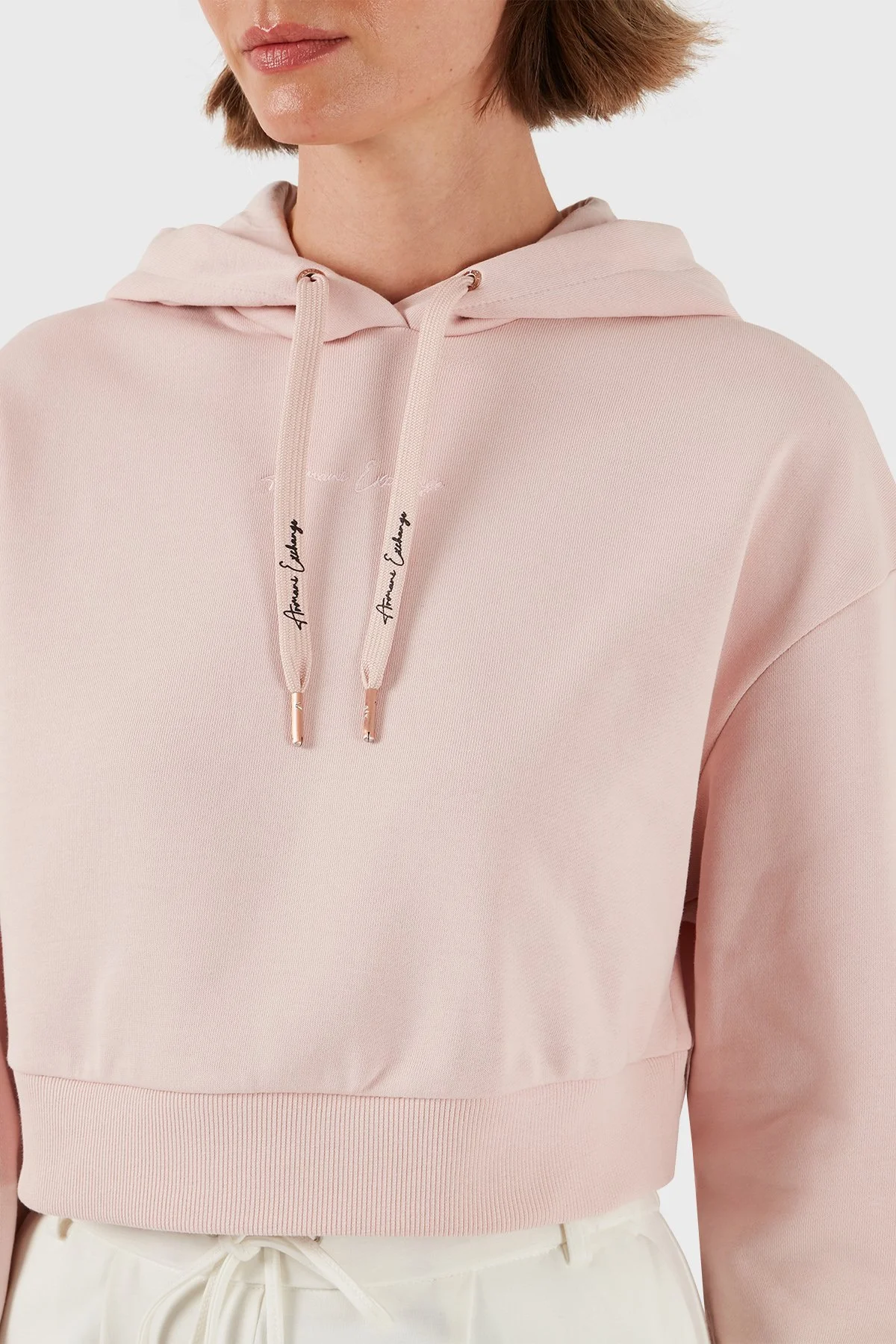 Armani Exchange Pamuklu Regular Fit Crop Kadın Sweat 6DYM71 YJEEZ 14BQ PUDRA - 2