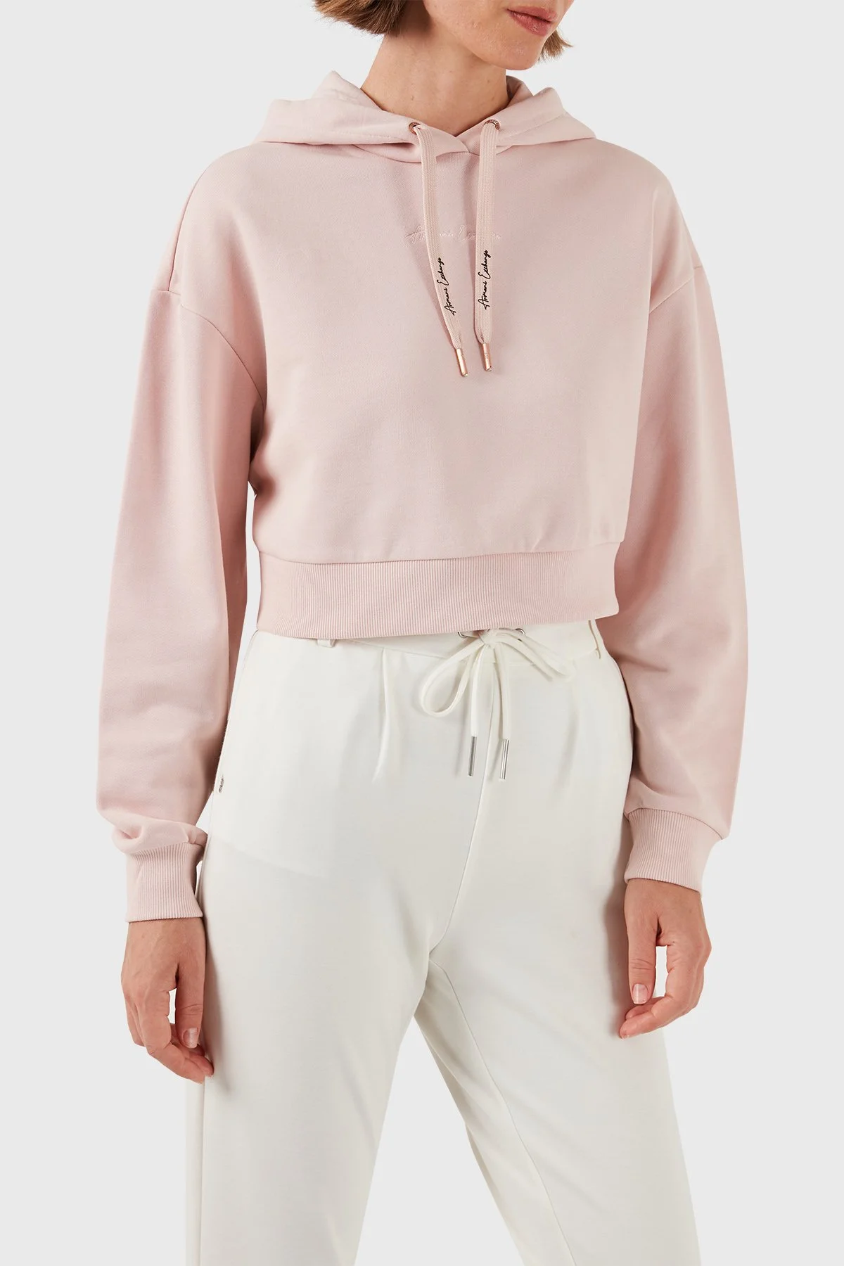 Armani Exchange Pamuklu Regular Fit Crop Kadın Sweat 6DYM71 YJEEZ 14BQ PUDRA - 5