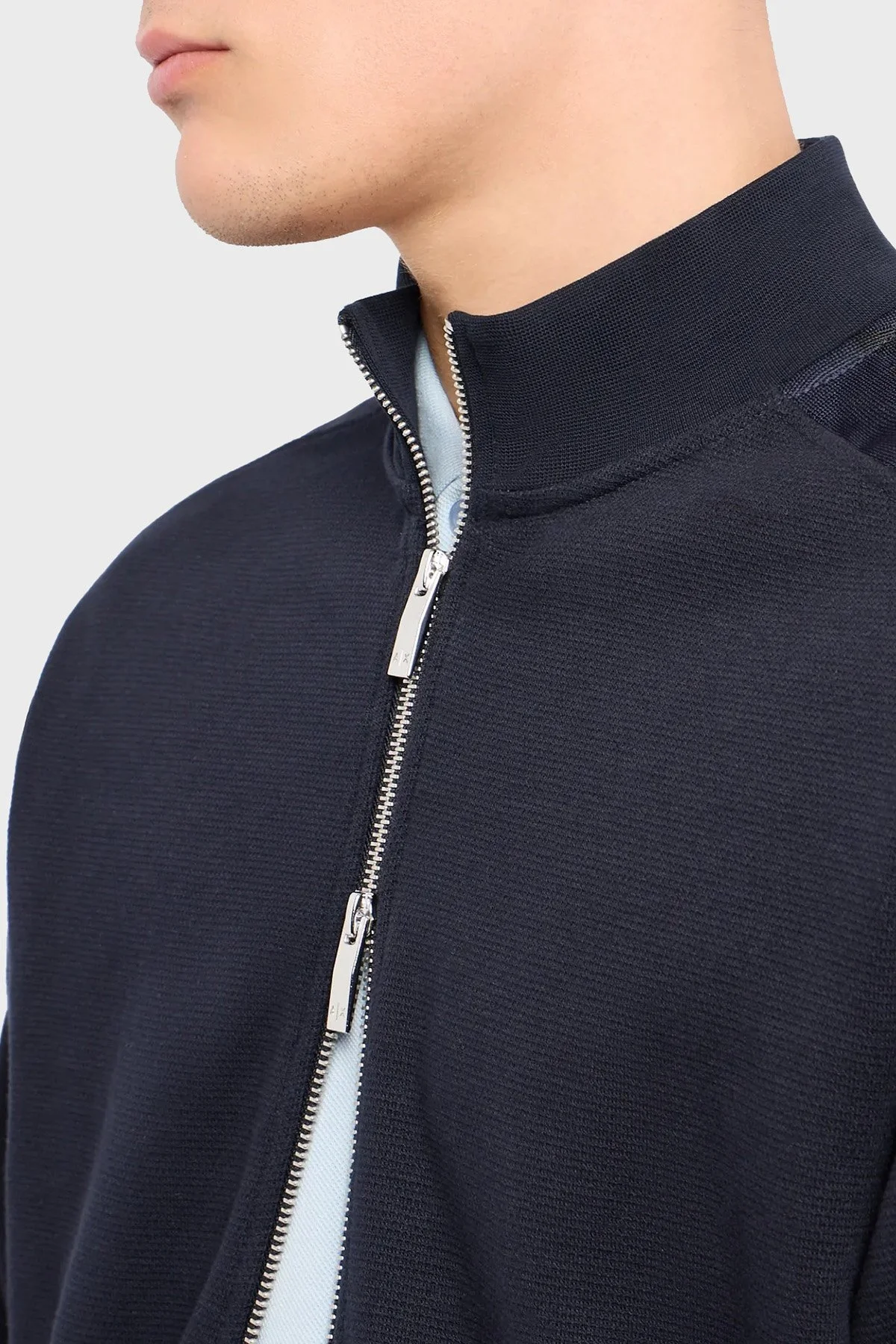 Armani Exchange Pamuklu Regular Fit Dik Yaka Erkek Sweat 3DZMLQ ZJLGZ 1583 LACİVERT - 4