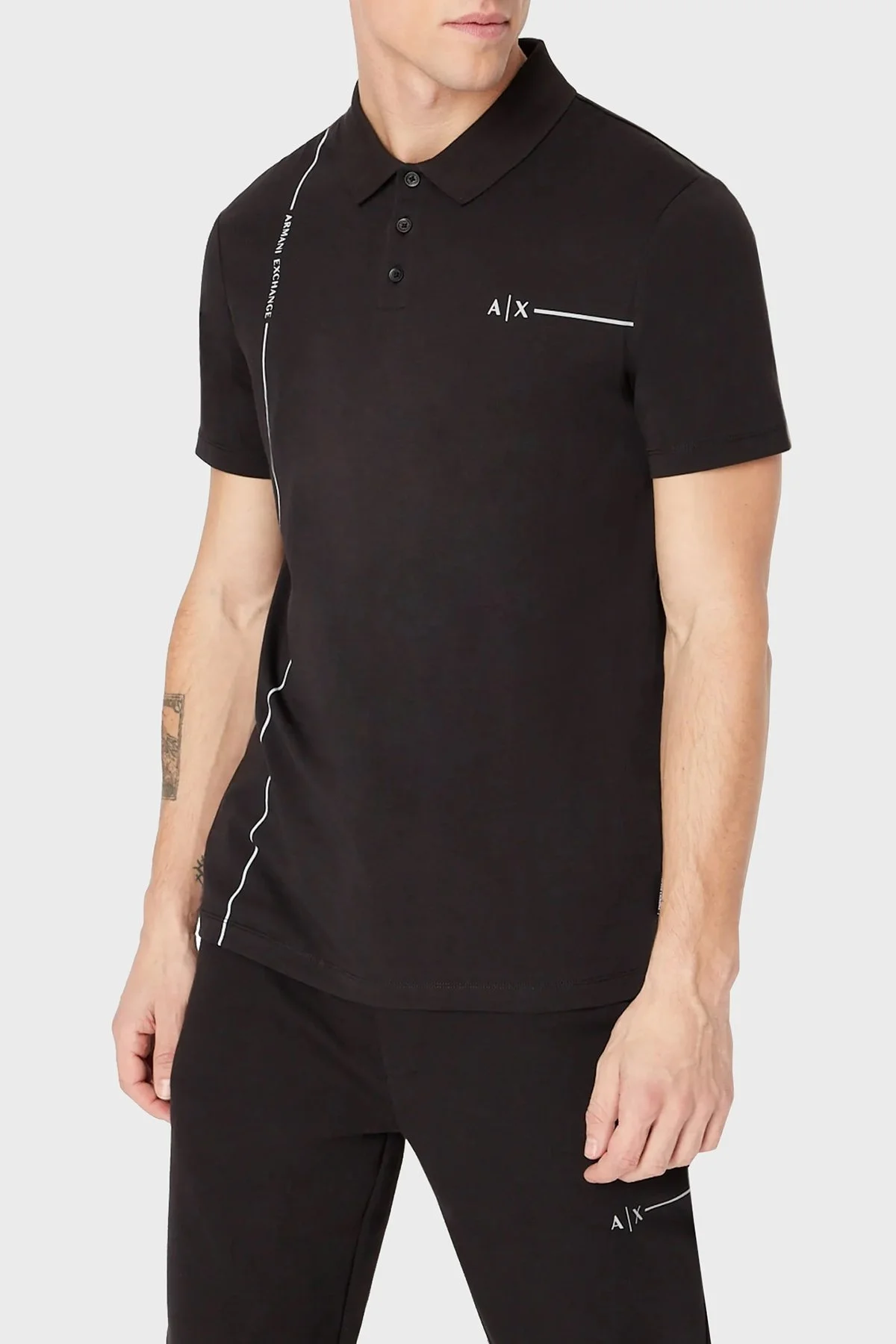 Armani Exchange Pamuklu Regular Fit Düğmeli T Shirt Erkek Polo 3RZFBB ZJCDZ 1200 SİYAH - 1
