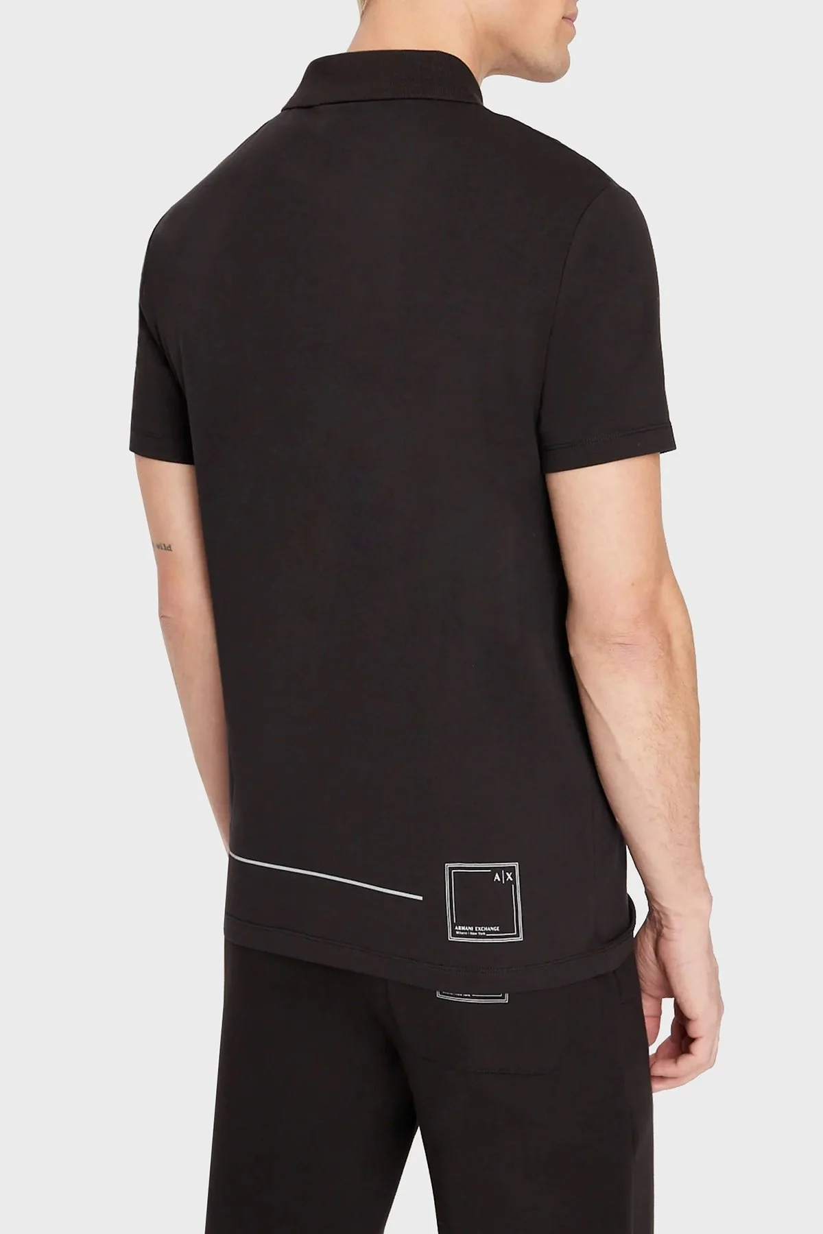 Armani Exchange Pamuklu Regular Fit Düğmeli T Shirt Erkek Polo 3RZFBB ZJCDZ 1200 SİYAH - 3