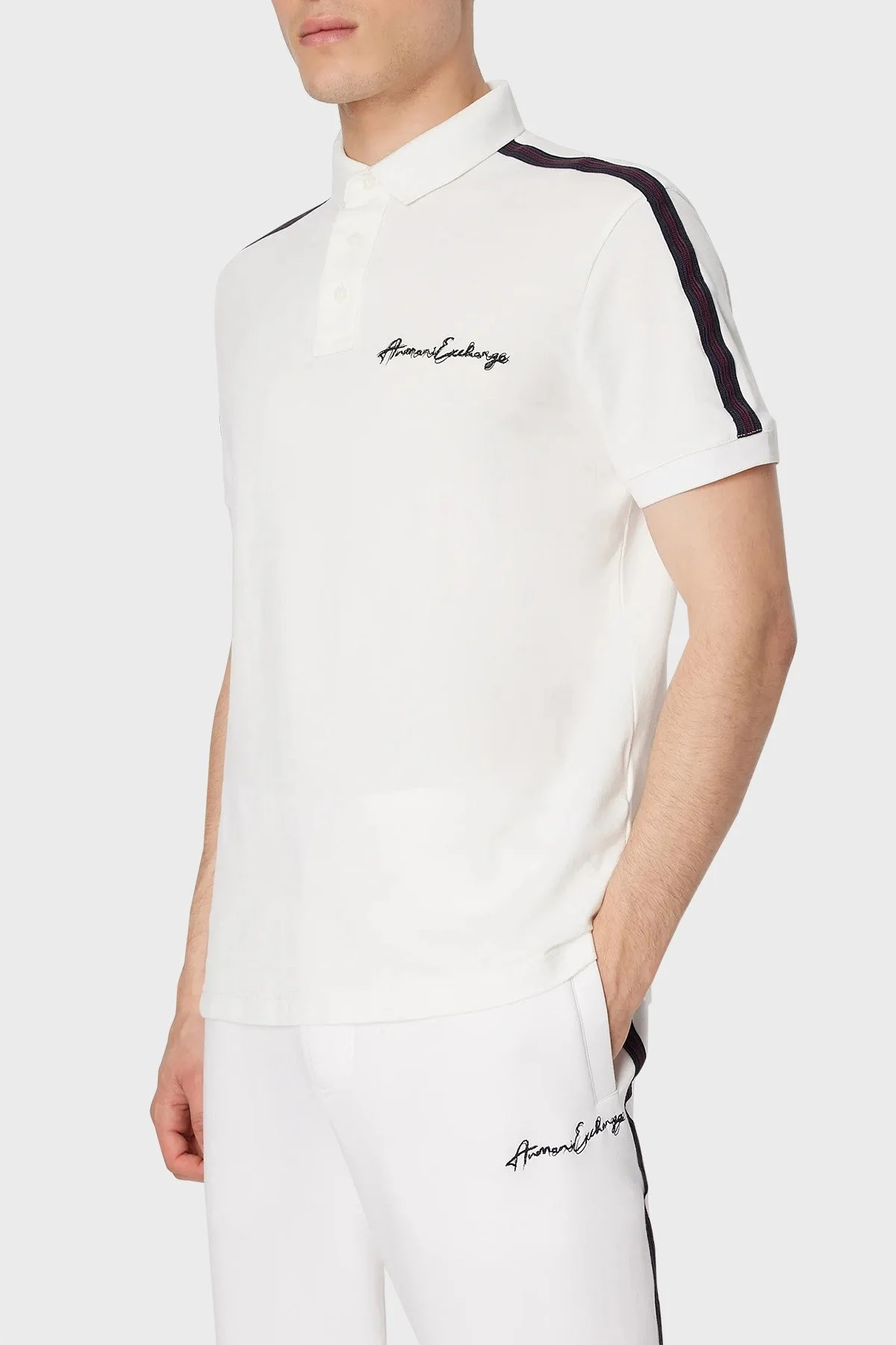 Armani Exchange Pamuklu Regular Fit Düğmeli Erkek Polo Yaka T Shirt 6RZFLD ZJYCZ 1116 BEYAZ - 1